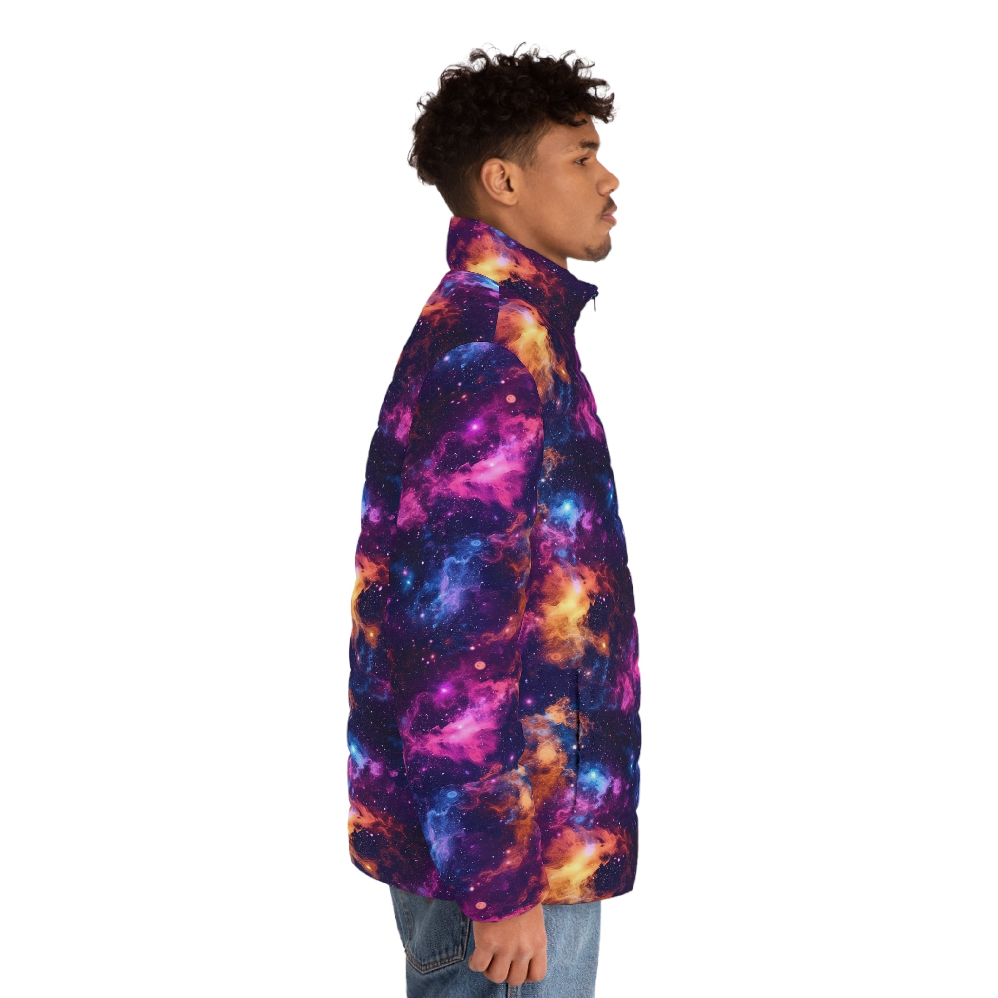 Men's Puffer Jacket (AOP) - Digital Galaxies 05