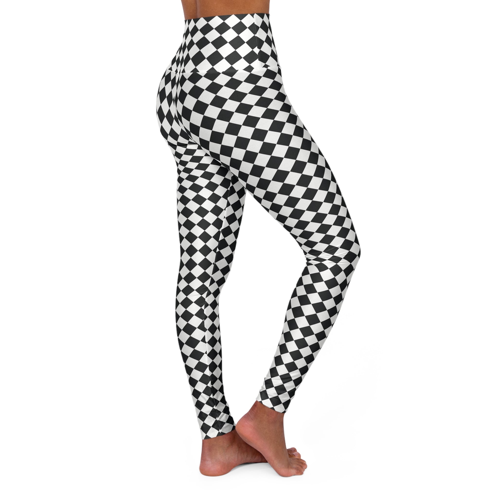 High Waisted Yoga Leggings (AOP) - Seamless Checkered Designs 10