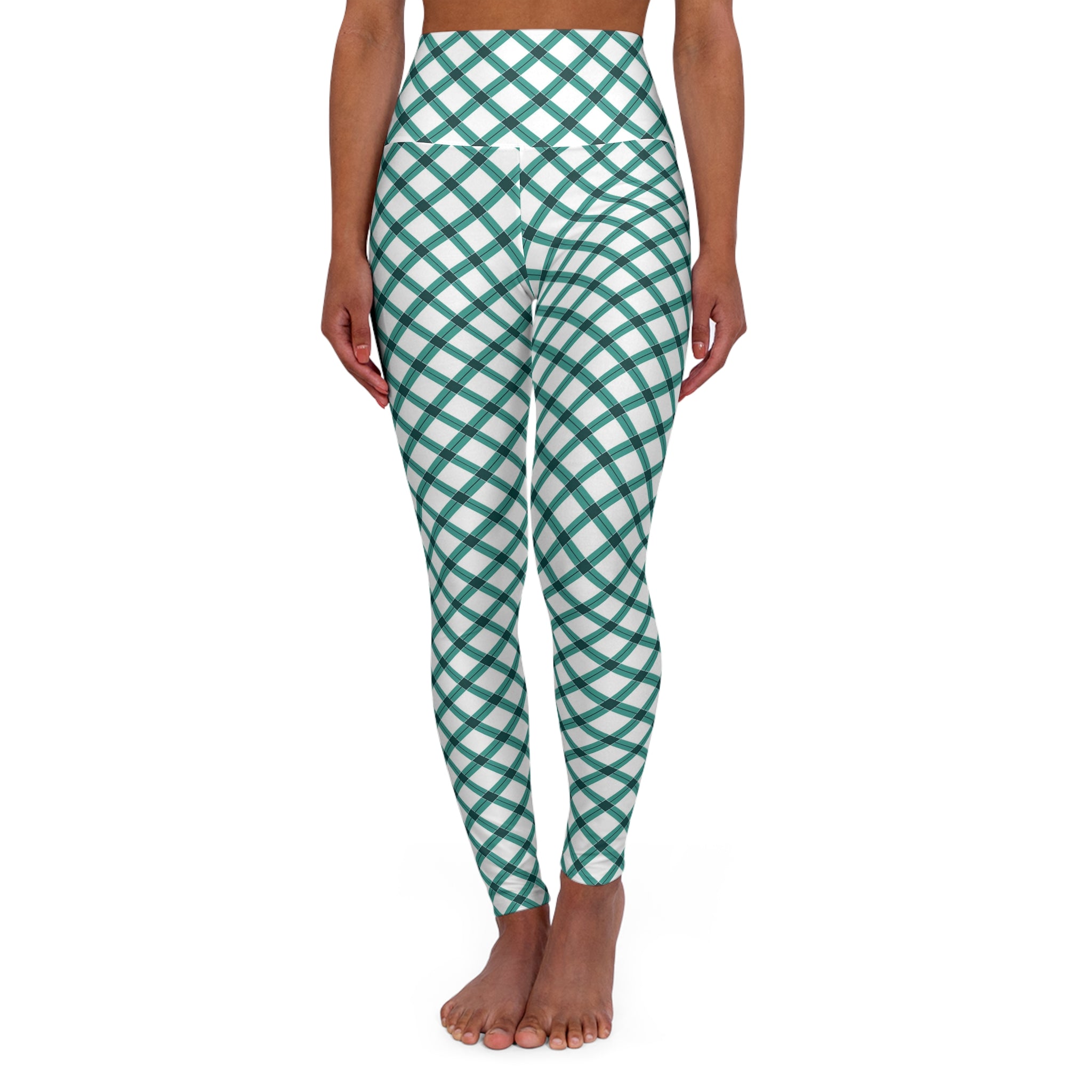 High Waisted Yoga Leggings (AOP) - Seamless Checkered Designs 08