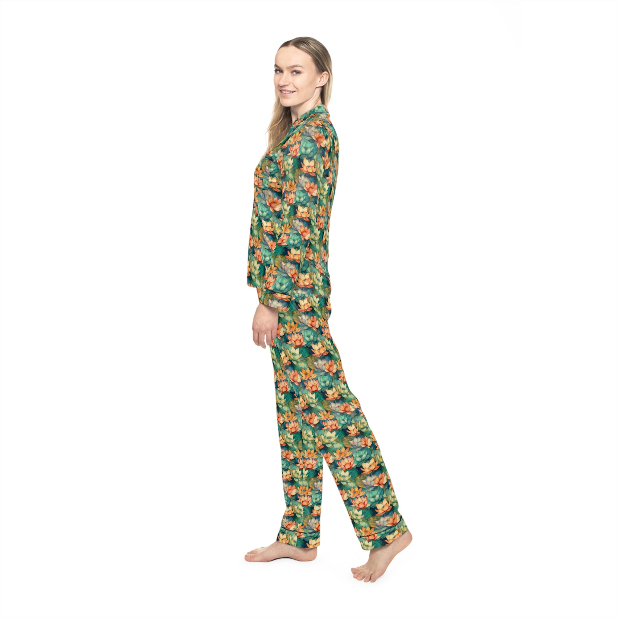 Women's Satin Pajamas (AOP) - Floral Prints 03