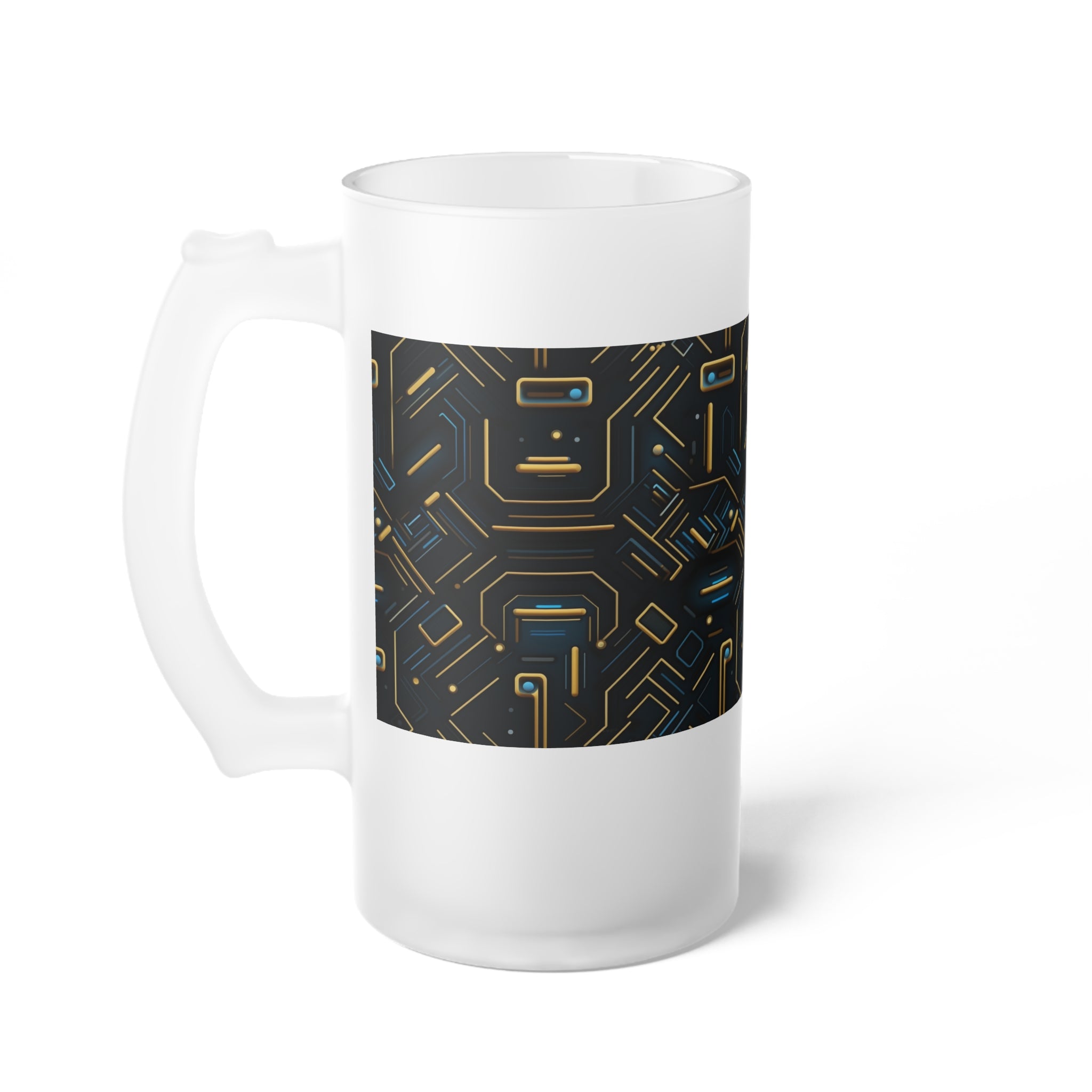 Frosted Glass Beer Mug (AOP) - Seamless Futuristic Designs 05