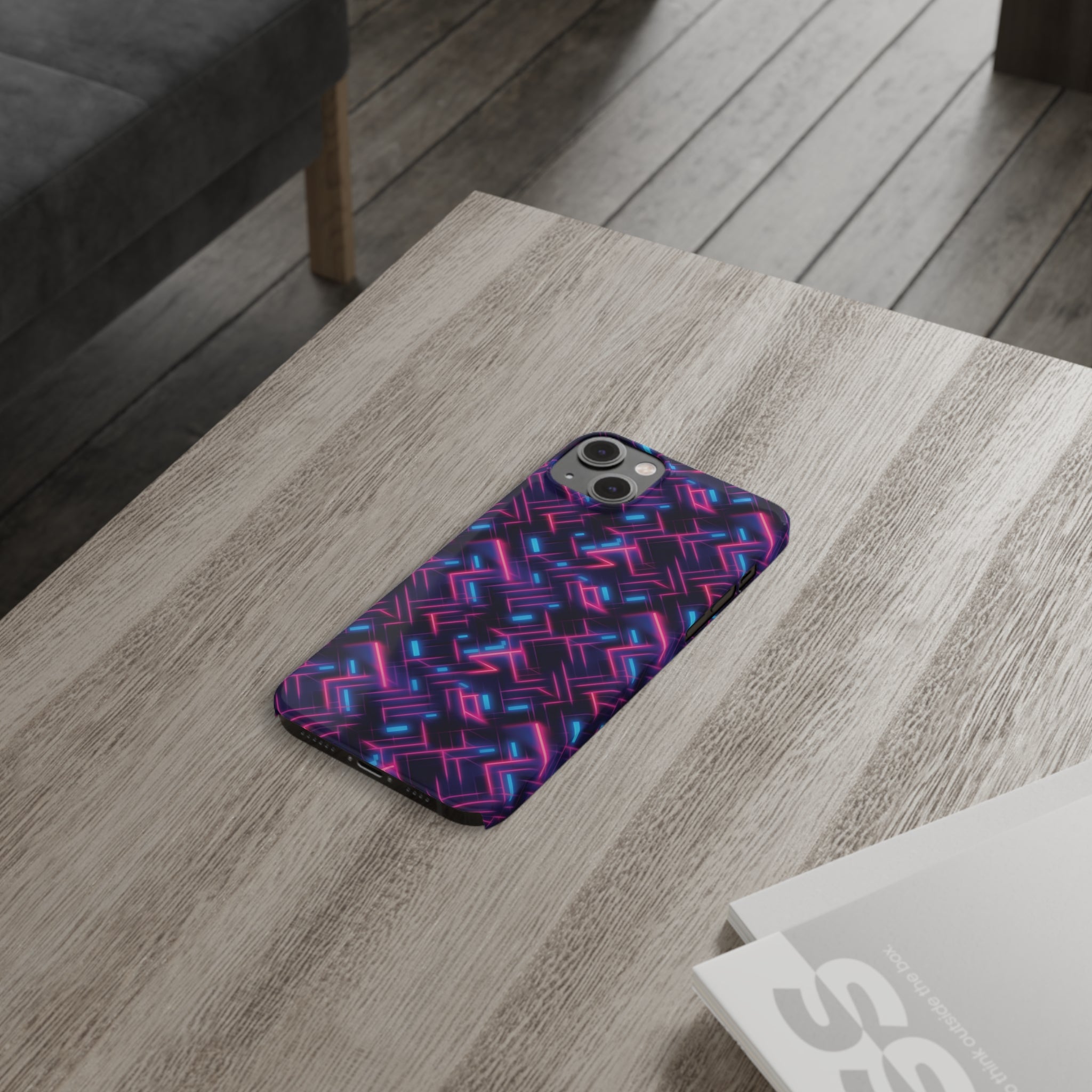 Slim Phone Cases (AOP) - Seamless Synthwave Designs 02