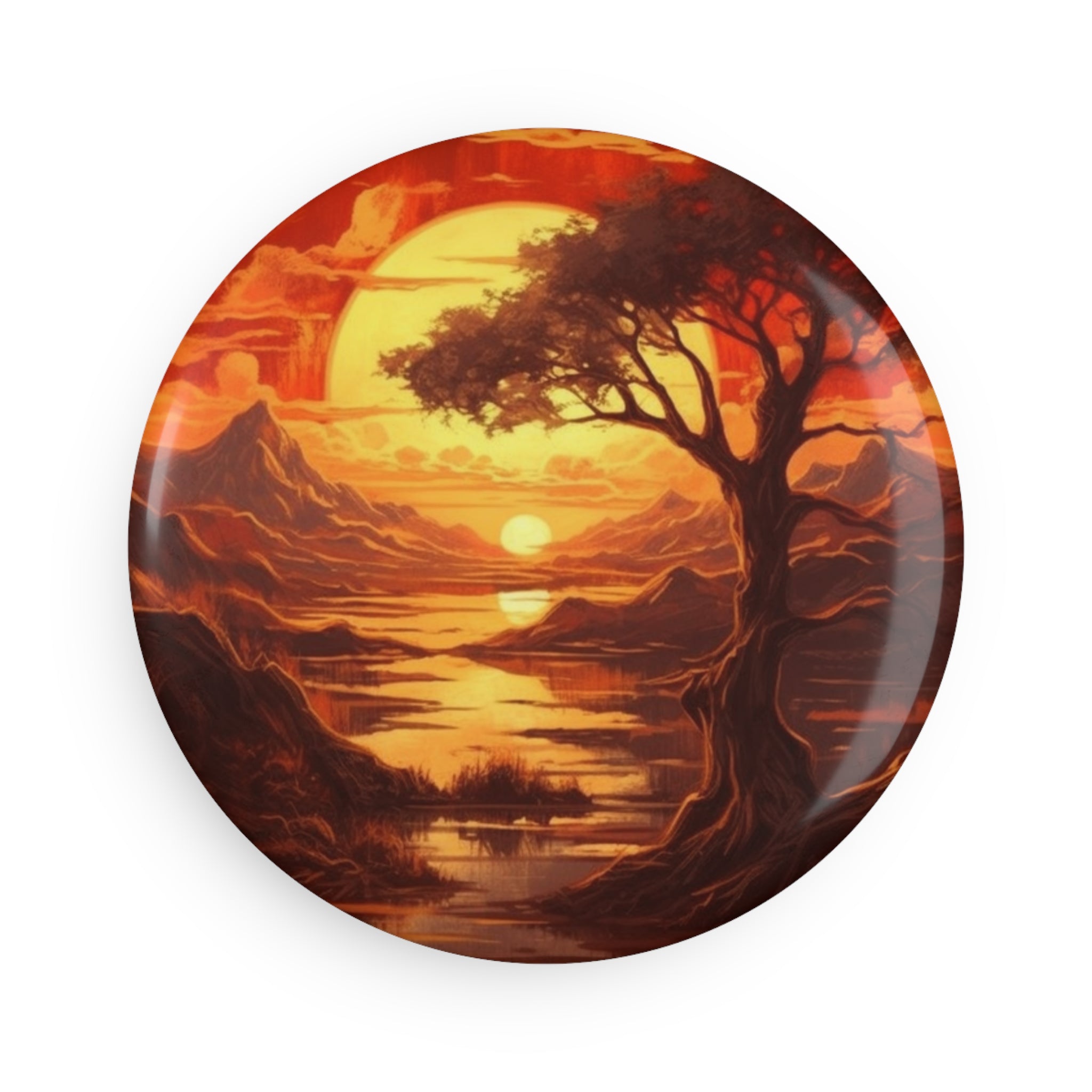 Button Magnet, Round (1 & 10 pcs) - Sunsets 10