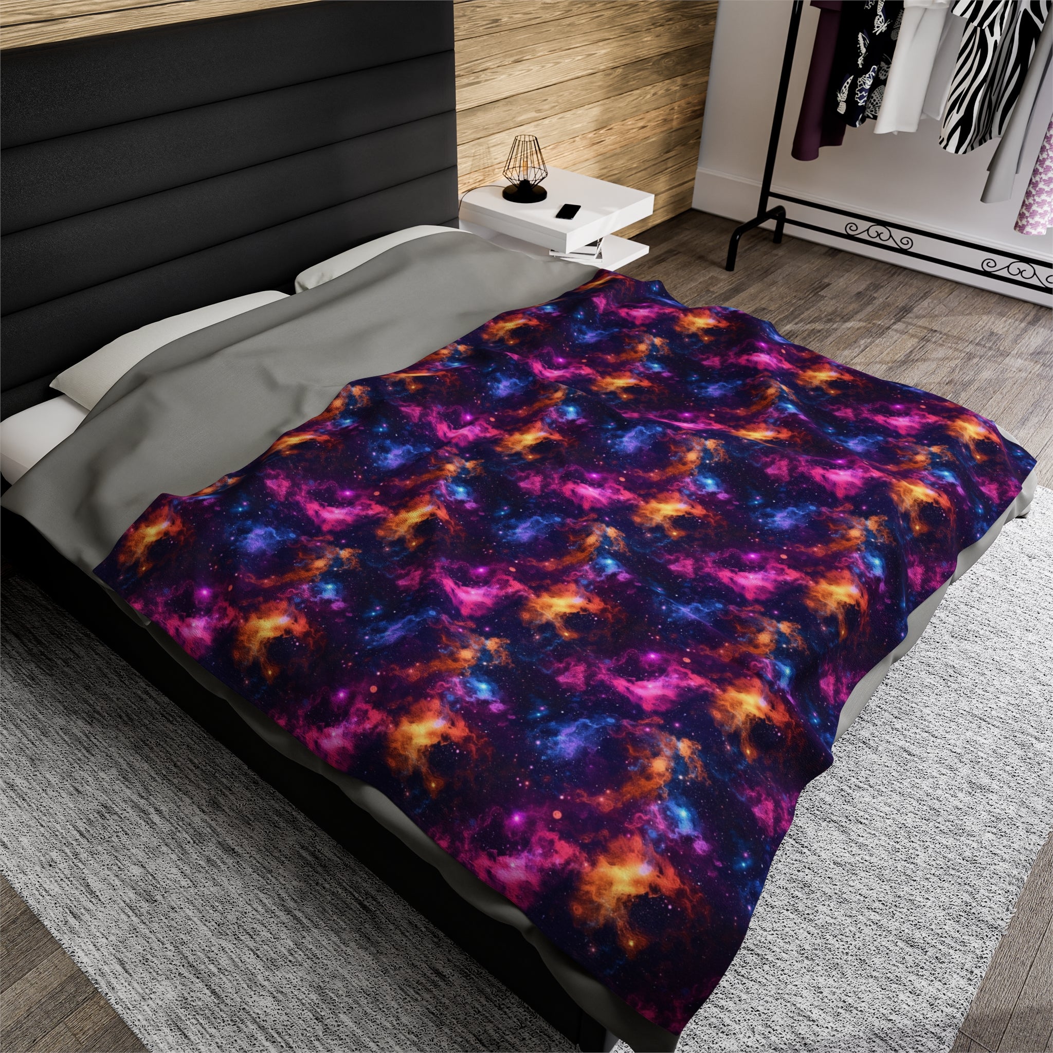 Velveteen Plush Blanket (AOP) - Fantasy Galaxies 06