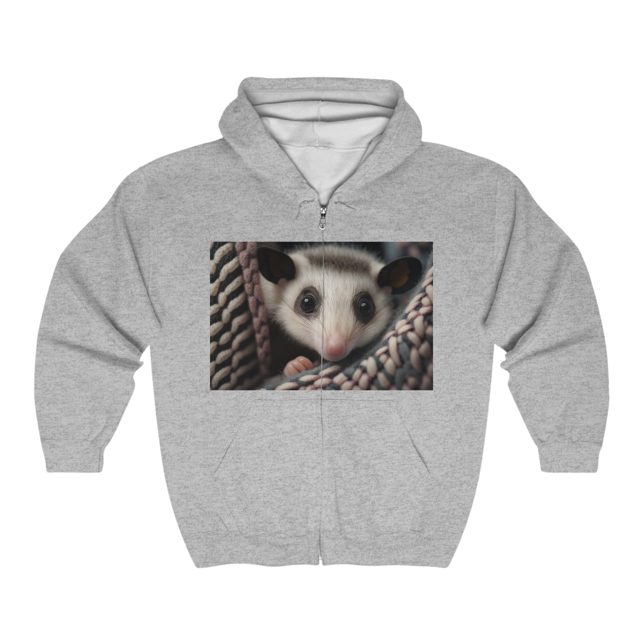 Unisex Heavy Blend™ Full Zip Hooded Sweatshirt - Baby Animals - Opossum