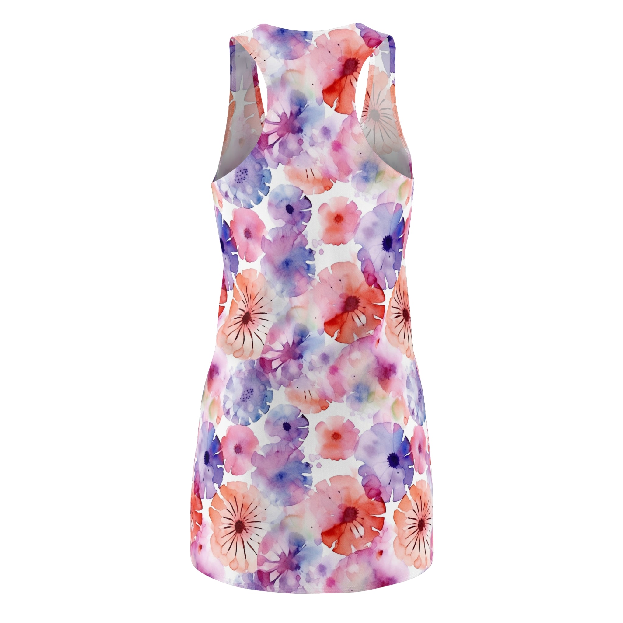 Women's Cut & Sew Racerback Dress (AOP) - Seamless Flower Watercolor Designs 08