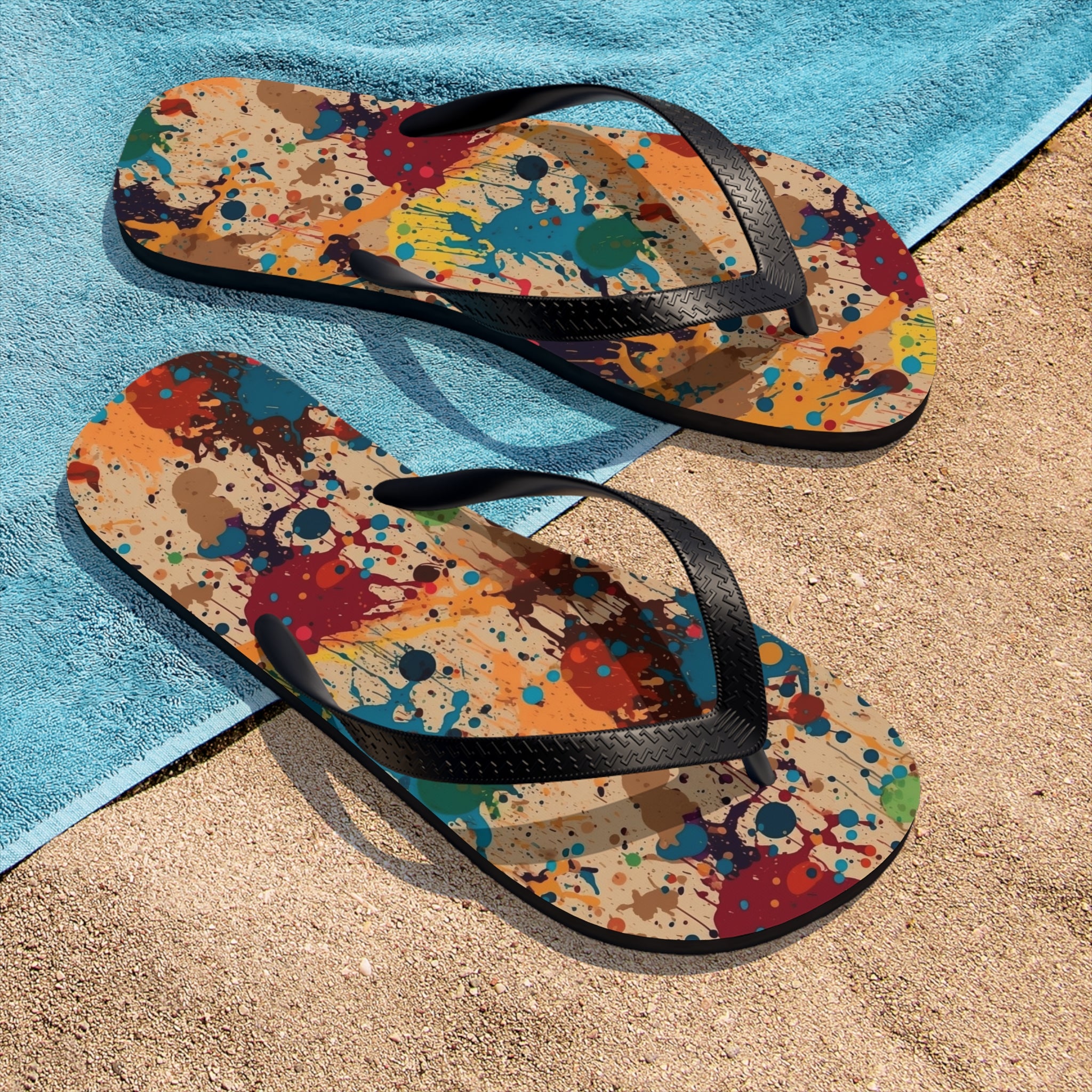 Unisex Flip-Flops (AOP) - Seamless Color Splatter Designs 01