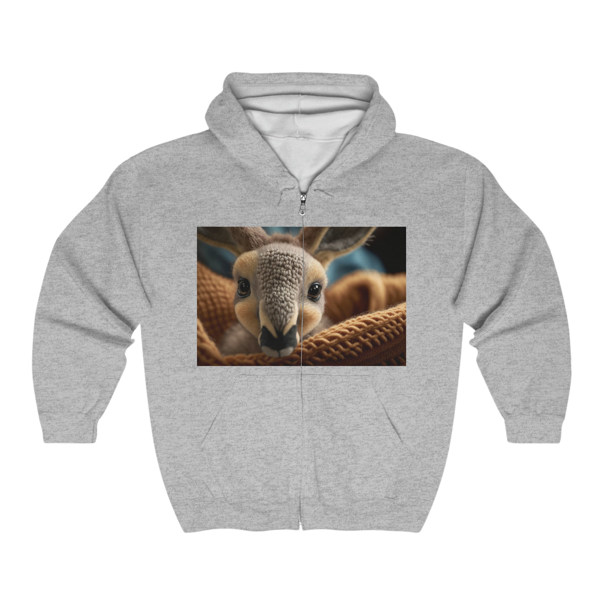 Unisex Heavy Blend™ Full Zip Hooded Sweatshirt - Baby Animals - Kangaroo