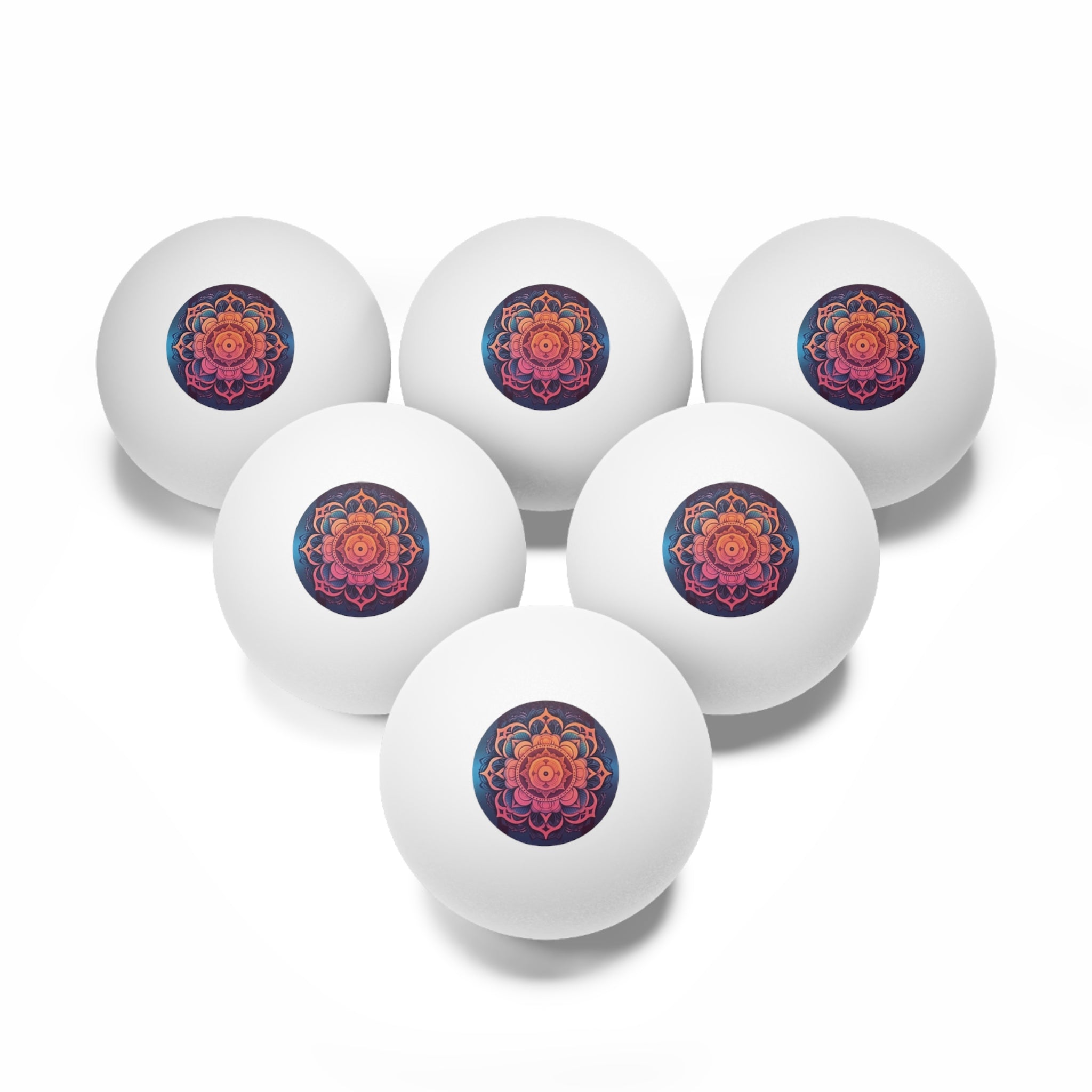 Ping Pong Balls, 6 pcs - Pop Art - Mandalas 05