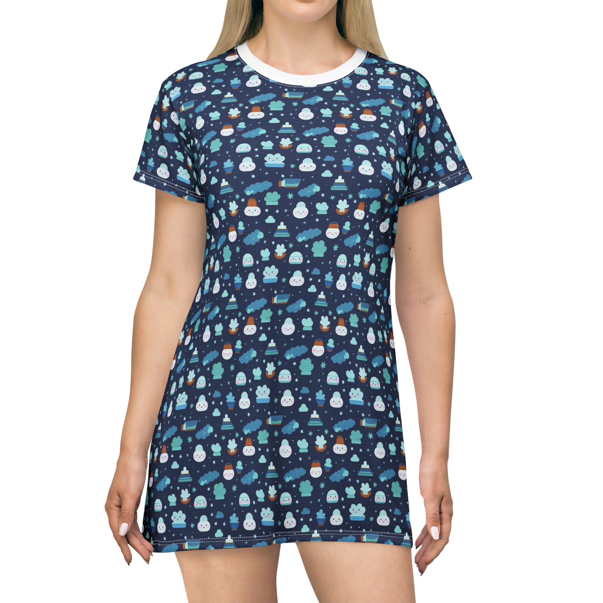 T-Shirt Dress (AOP) - Adorable Seamless Design 08