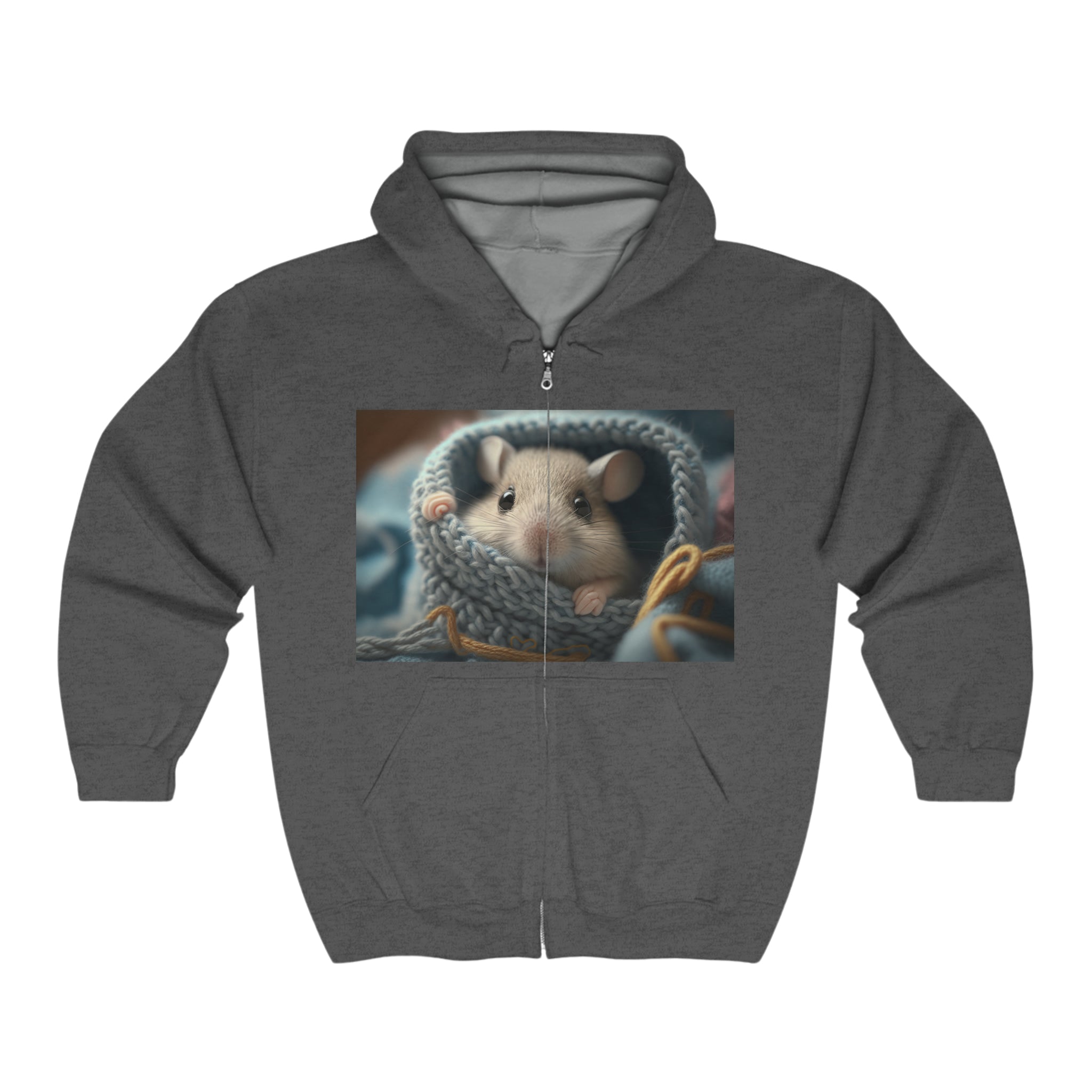 Unisex Heavy Blend™ Full Zip Hooded Sweatshirt - Baby Animals - Mouse