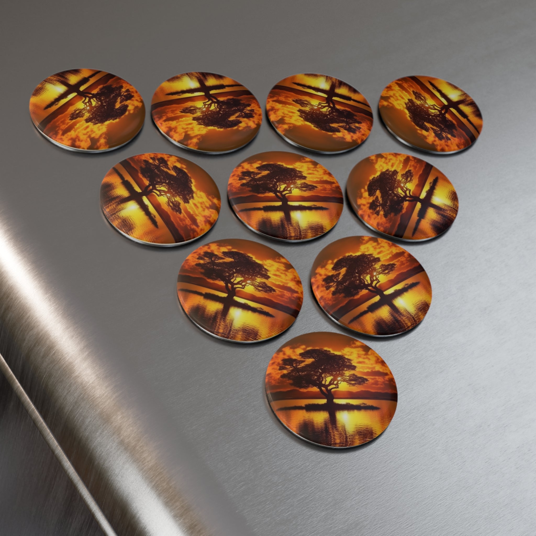 Button Magnet, Round (1 & 10 pcs) - Sunsets 06