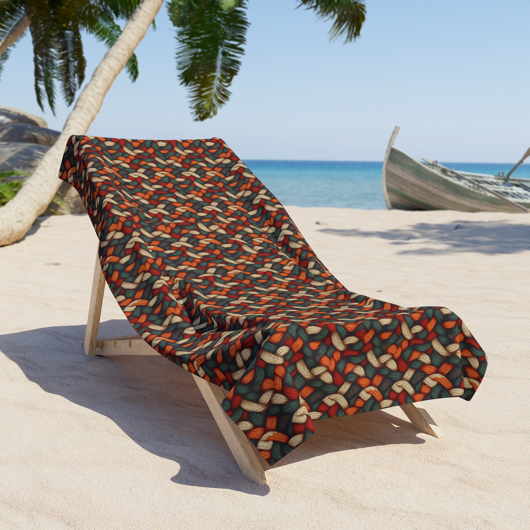 Beach Towel (AOP) - Seamless Knit Art Design 05