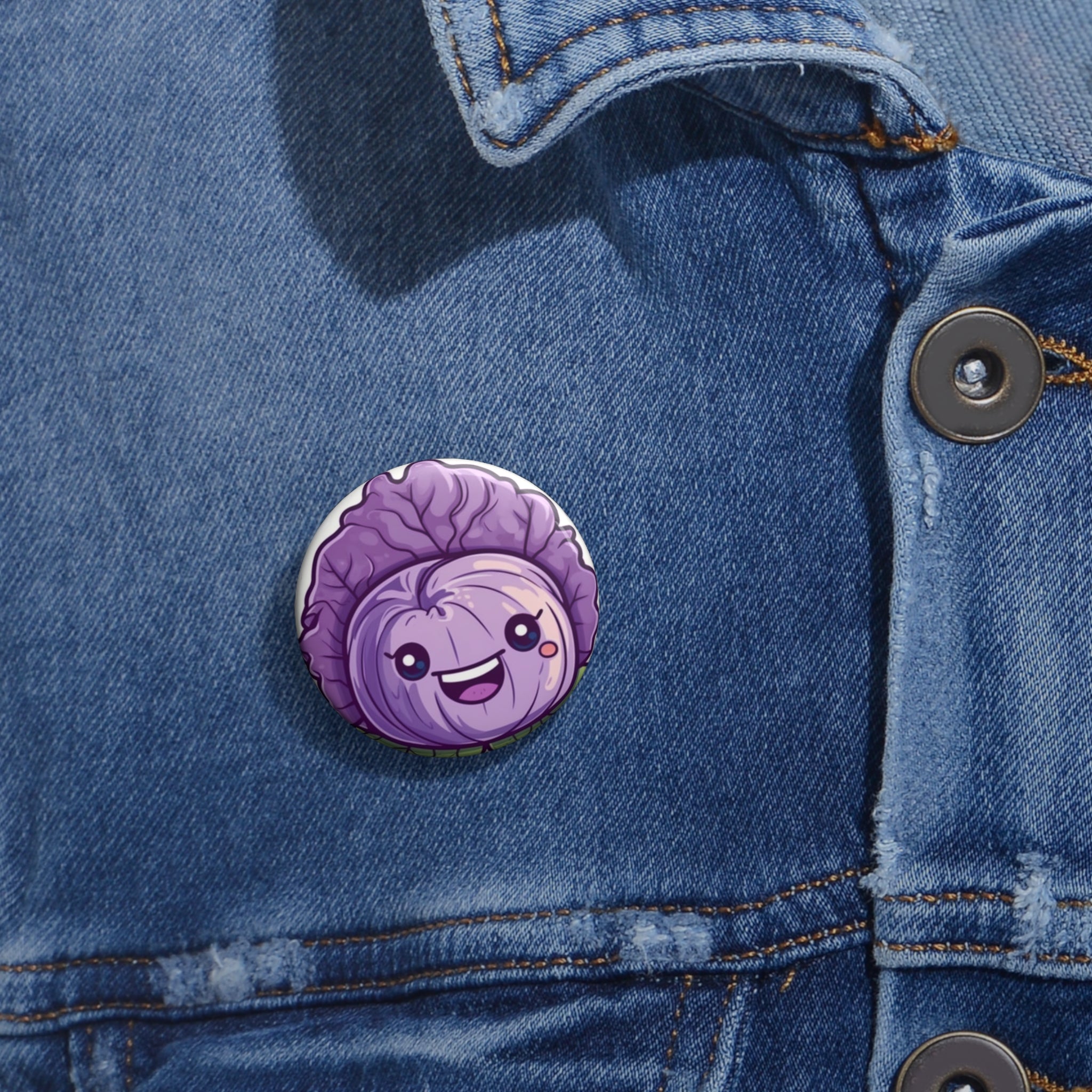 Custom Pin Buttons - Purple Cabbage