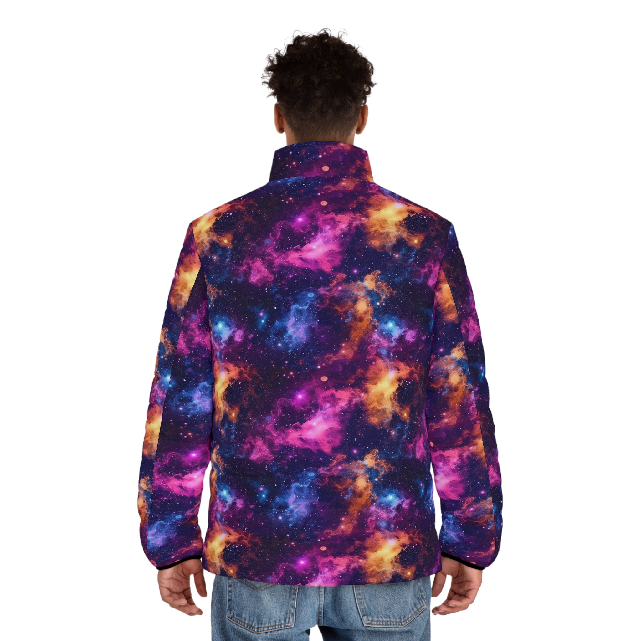 Men's Puffer Jacket (AOP) - Digital Galaxies 05