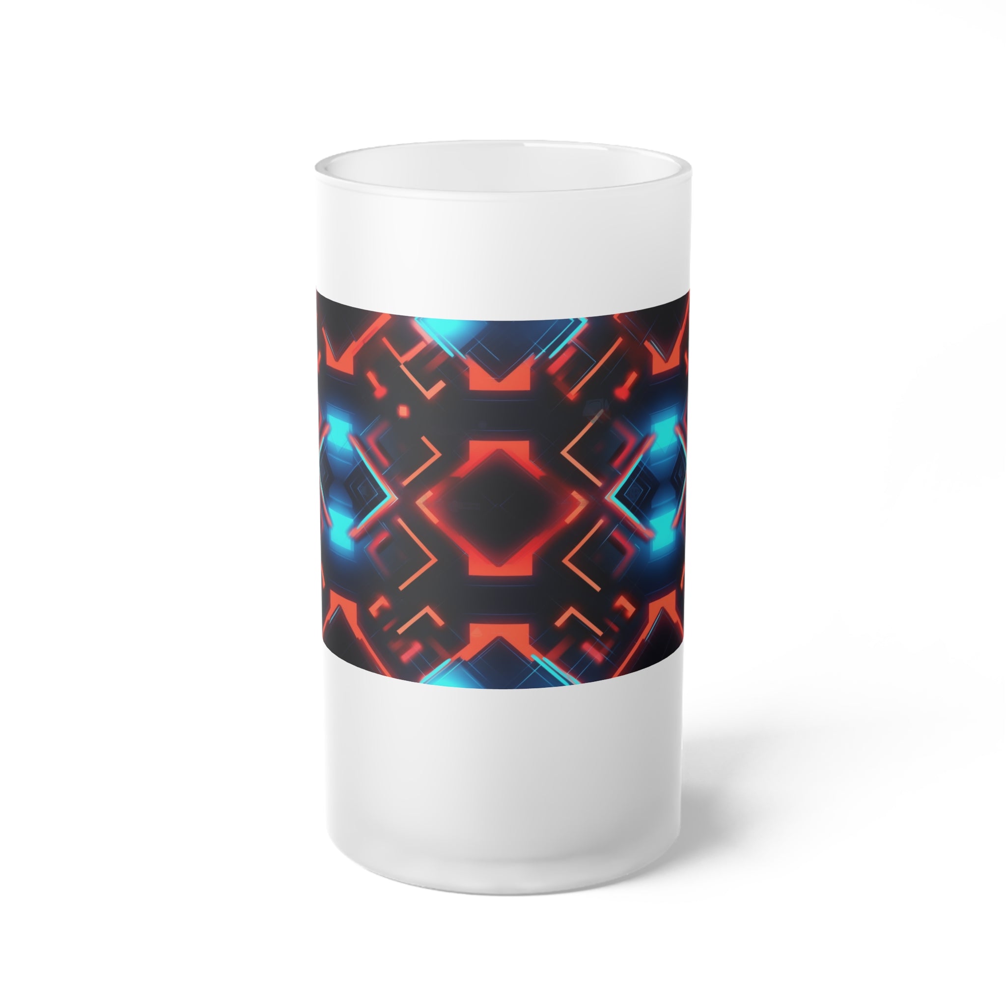 Frosted Glass Beer Mug (AOP) - Seamless Futuristic Designs 07