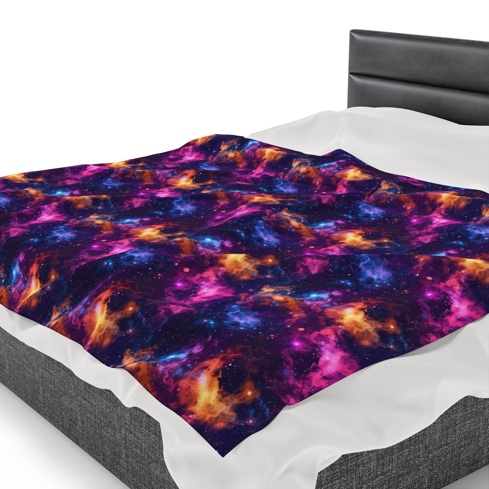 Velveteen Plush Blanket (AOP) - Fantasy Galaxies 06