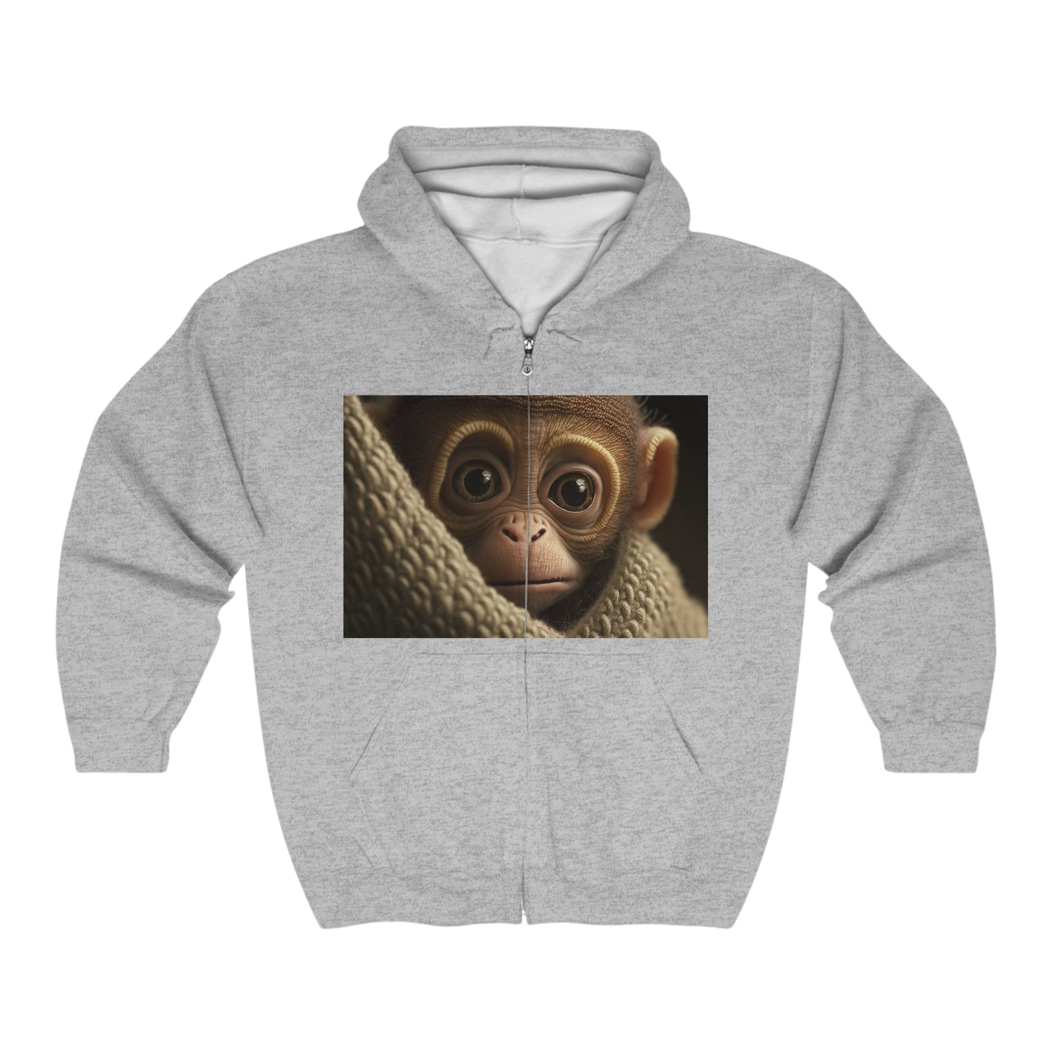 Unisex Heavy Blend™ Full Zip Hooded Sweatshirt - Baby Animals - Monkey