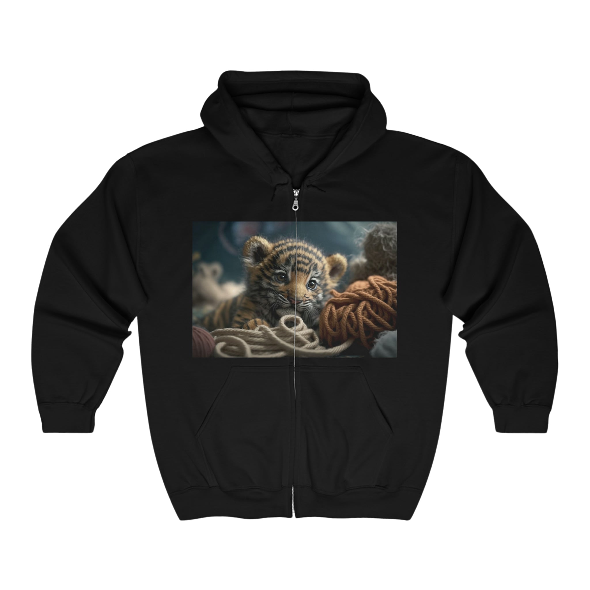 Unisex Heavy Blend™ Full Zip Hooded Sweatshirt - Baby Animals - Tiger