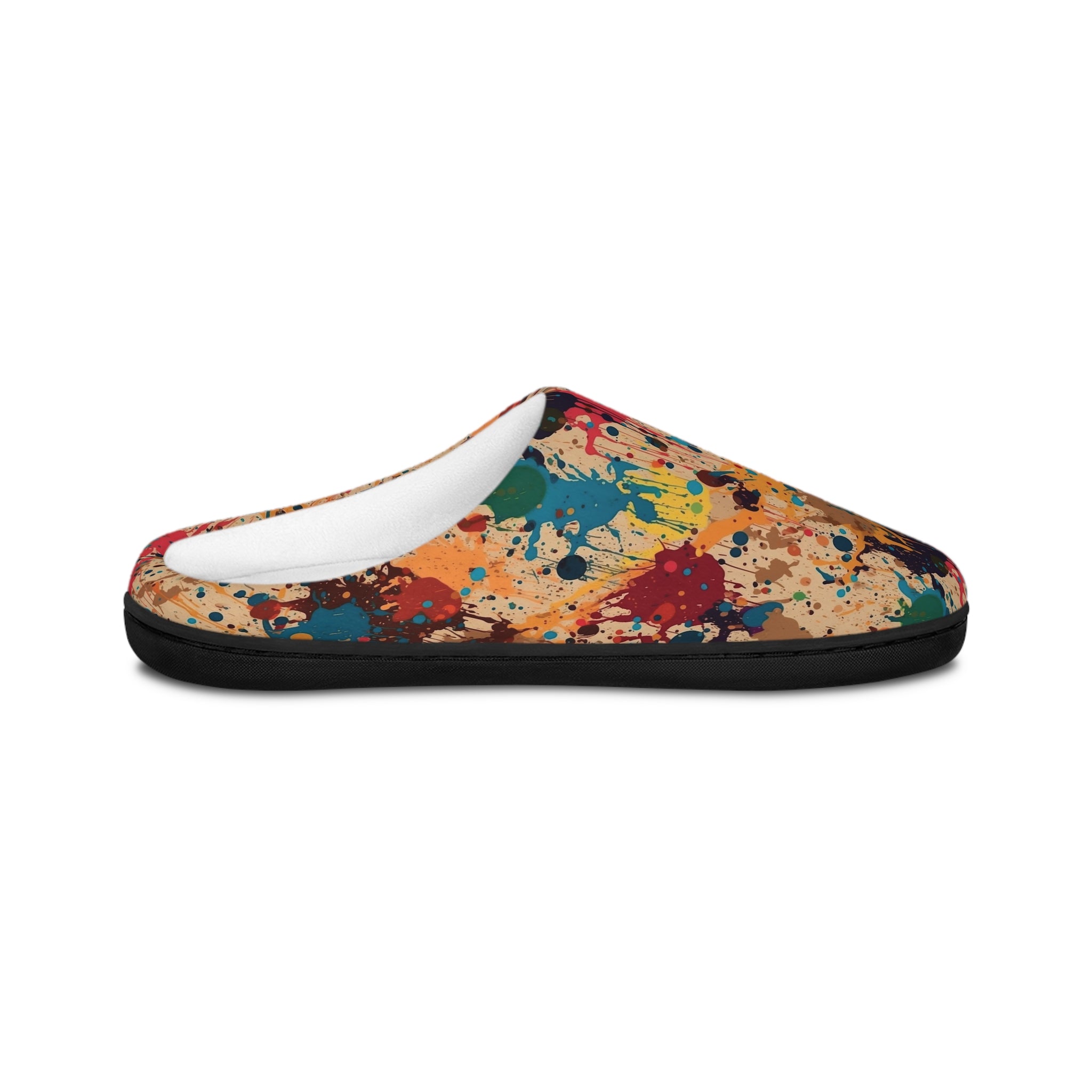 Men's Indoor Slippers (AOP) - Seamless Color Splatter Design 01