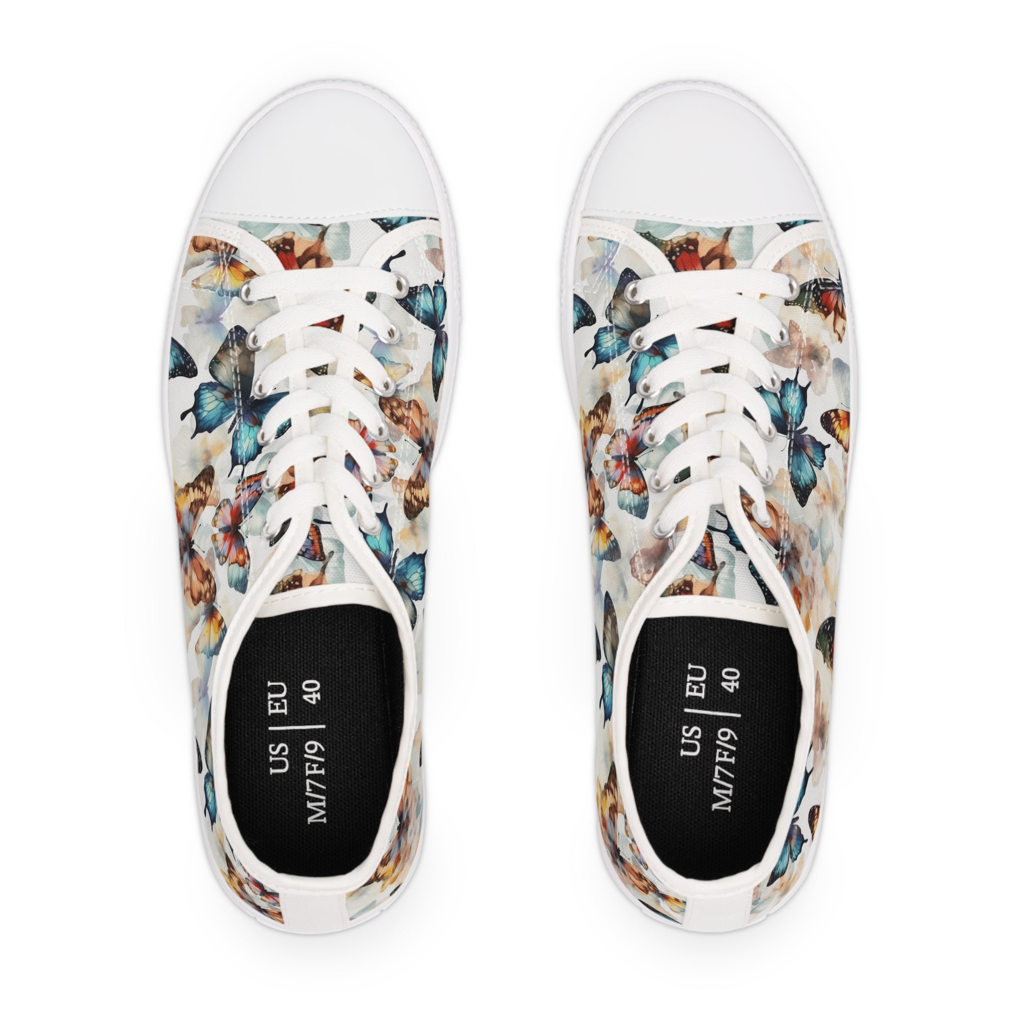 Women's Low Top Sneakers (AOP) - Seamless Butterfly Designs 03