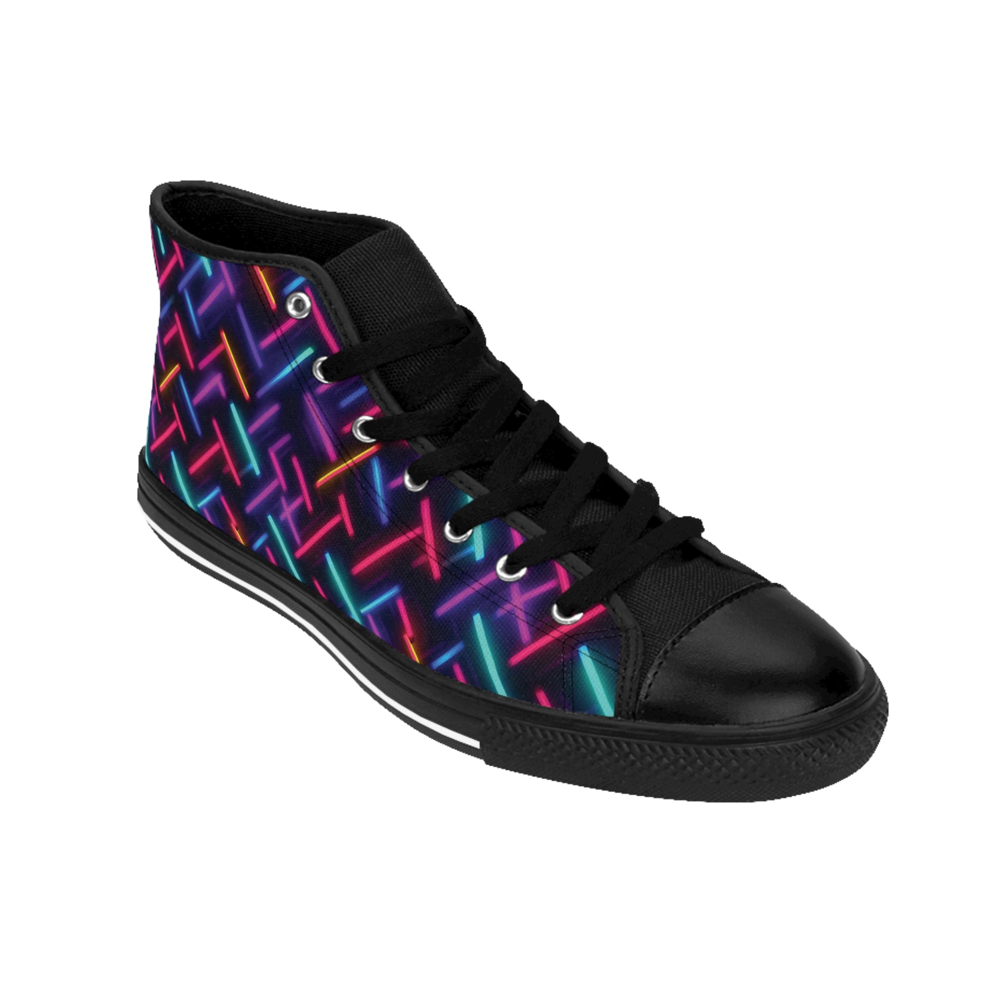 Men's Classic Sneakers (AOP) - Seamless Vibrant Neon Designs 05