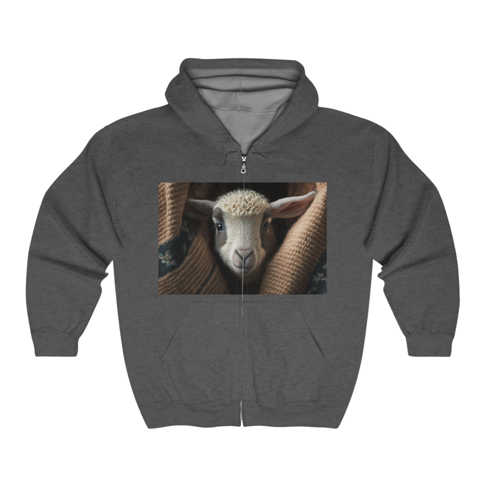 Unisex Heavy Blend™ Full Zip Hooded Sweatshirt - Baby Animals - Goat