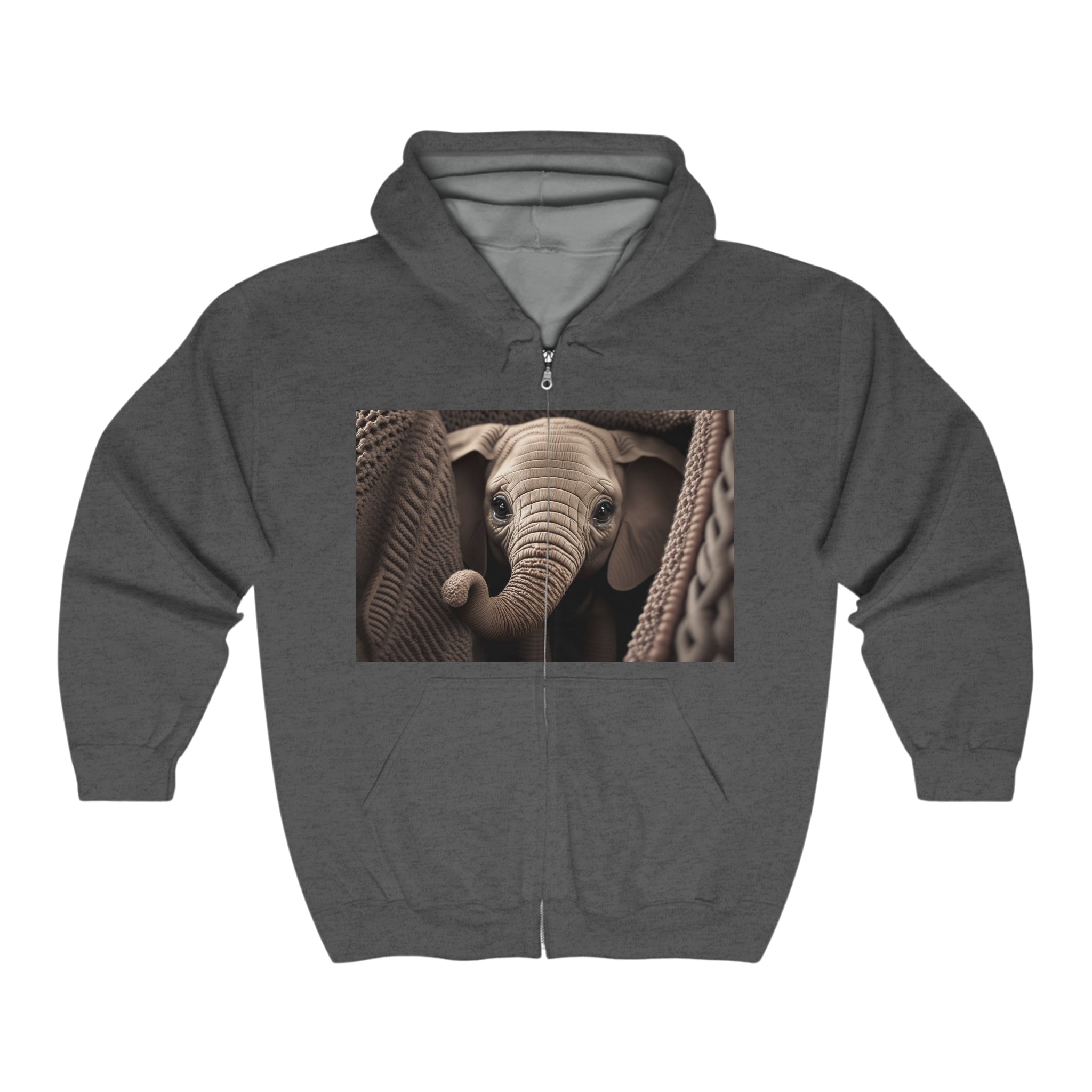 Unisex Heavy Blend™ Full Zip Hooded Sweatshirt - Baby Animals - Elephant