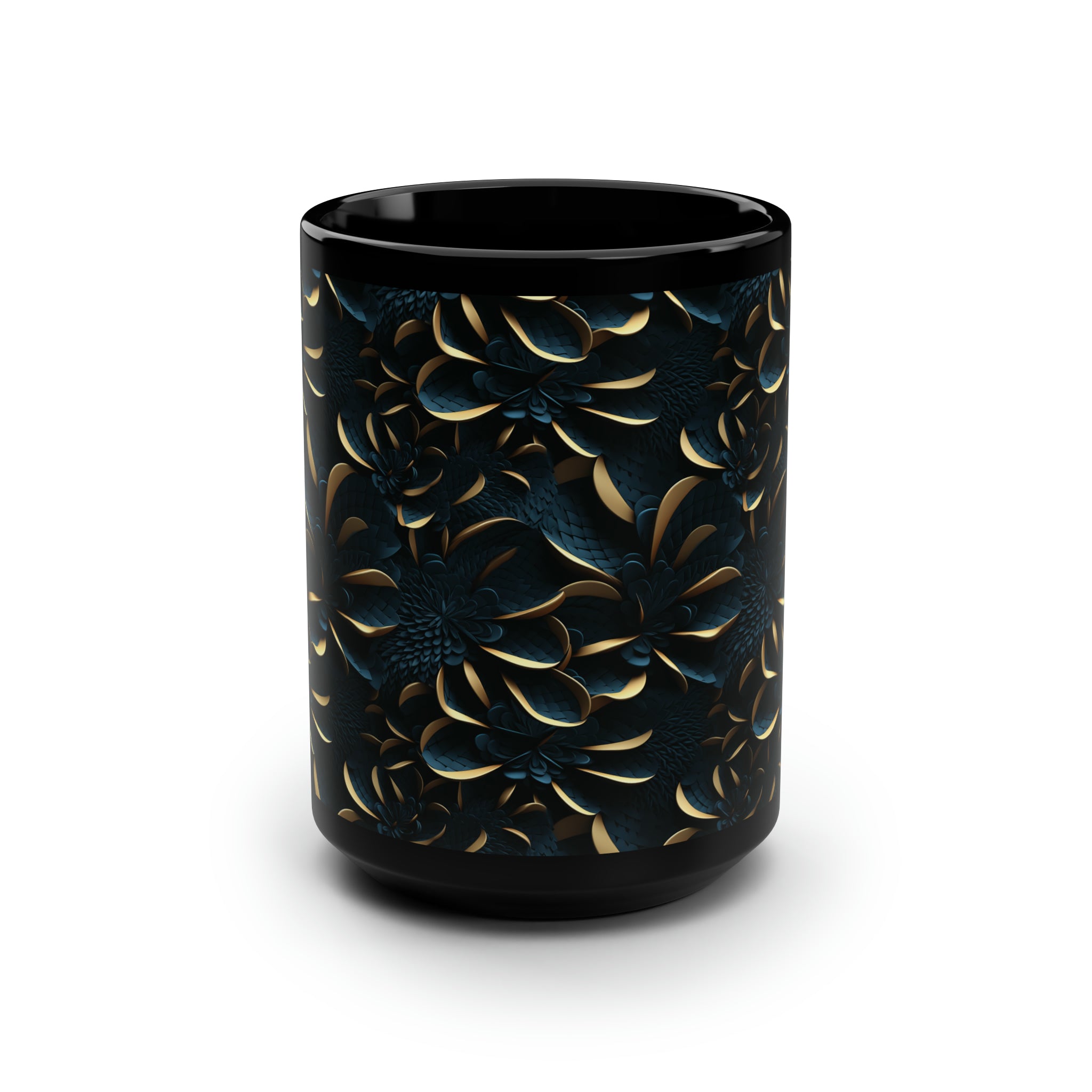 Black Mug, 15oz (AOP) - 3D Art Designs 01