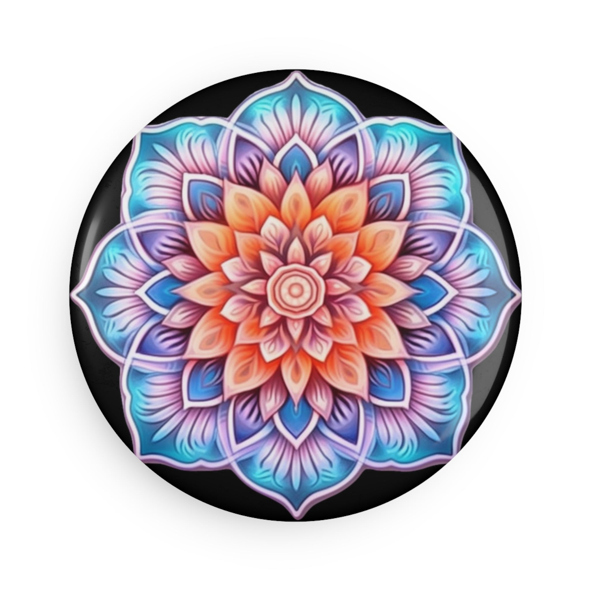 Button Magnet, Round (1 & 10 pcs) - Mandalas 15