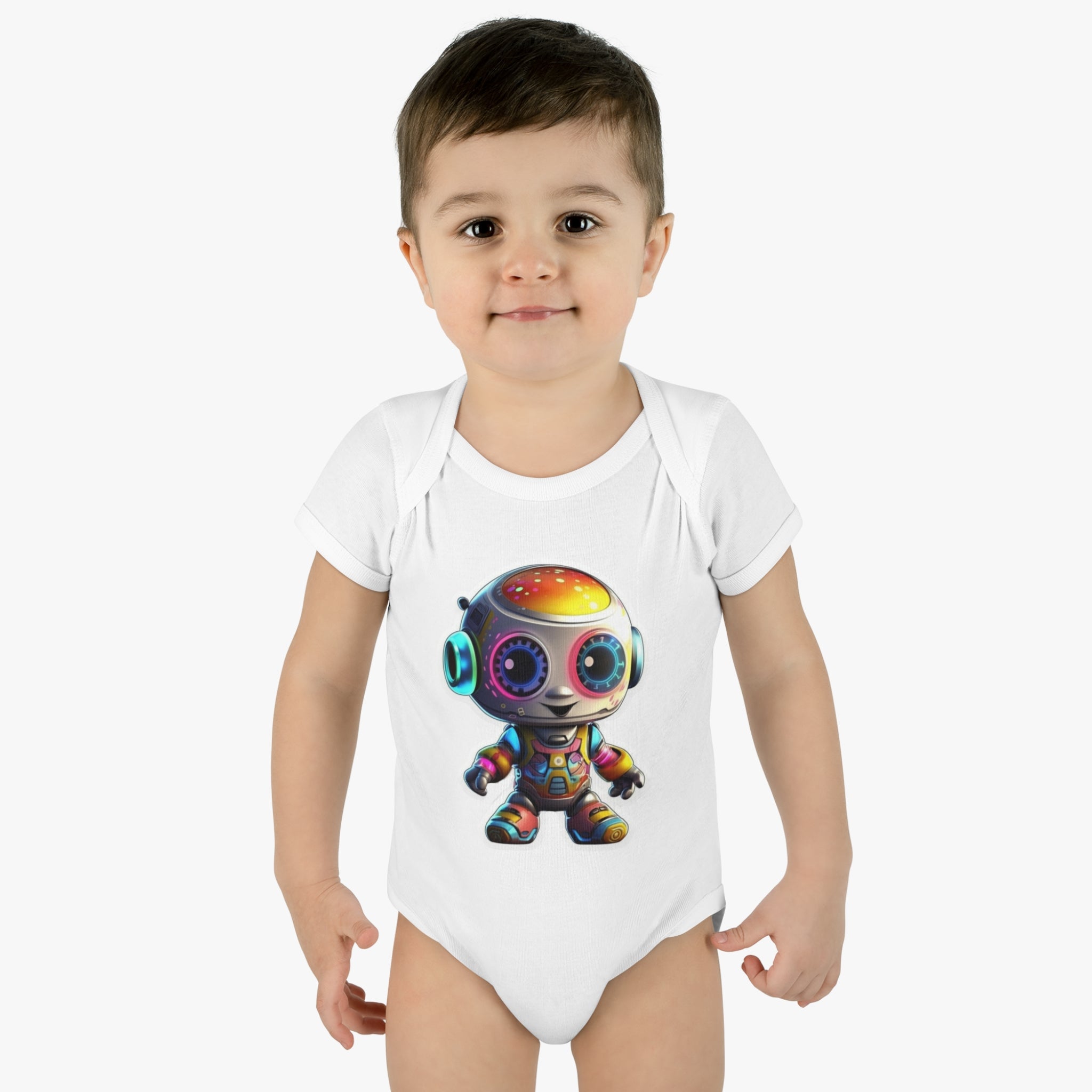 Infant Baby Rib Bodysuit - Circuit, Robot Pop Art 08