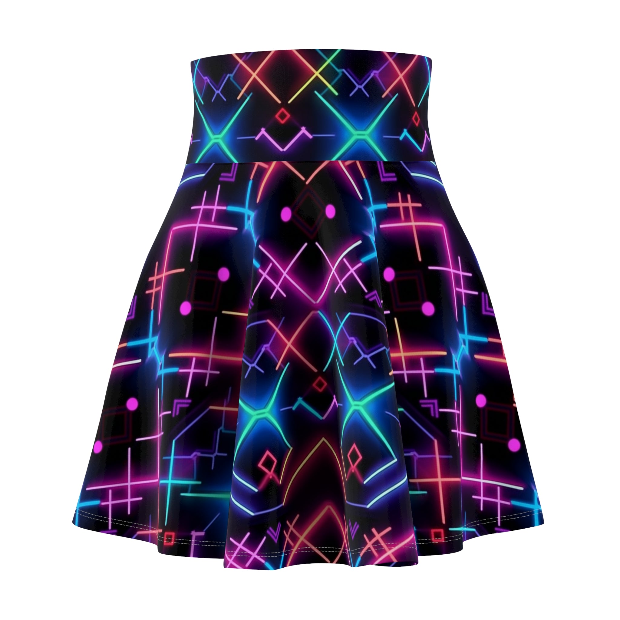 Women's Skater Skirt (AOP) - Seamless Neon Designs