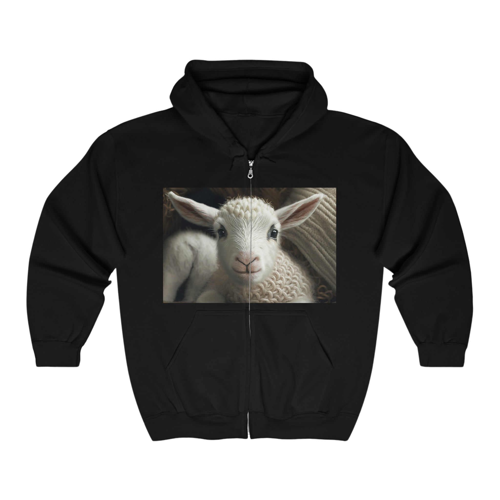 Unisex Heavy Blend™ Full Zip Hooded Sweatshirt - Baby Animals - Sheep