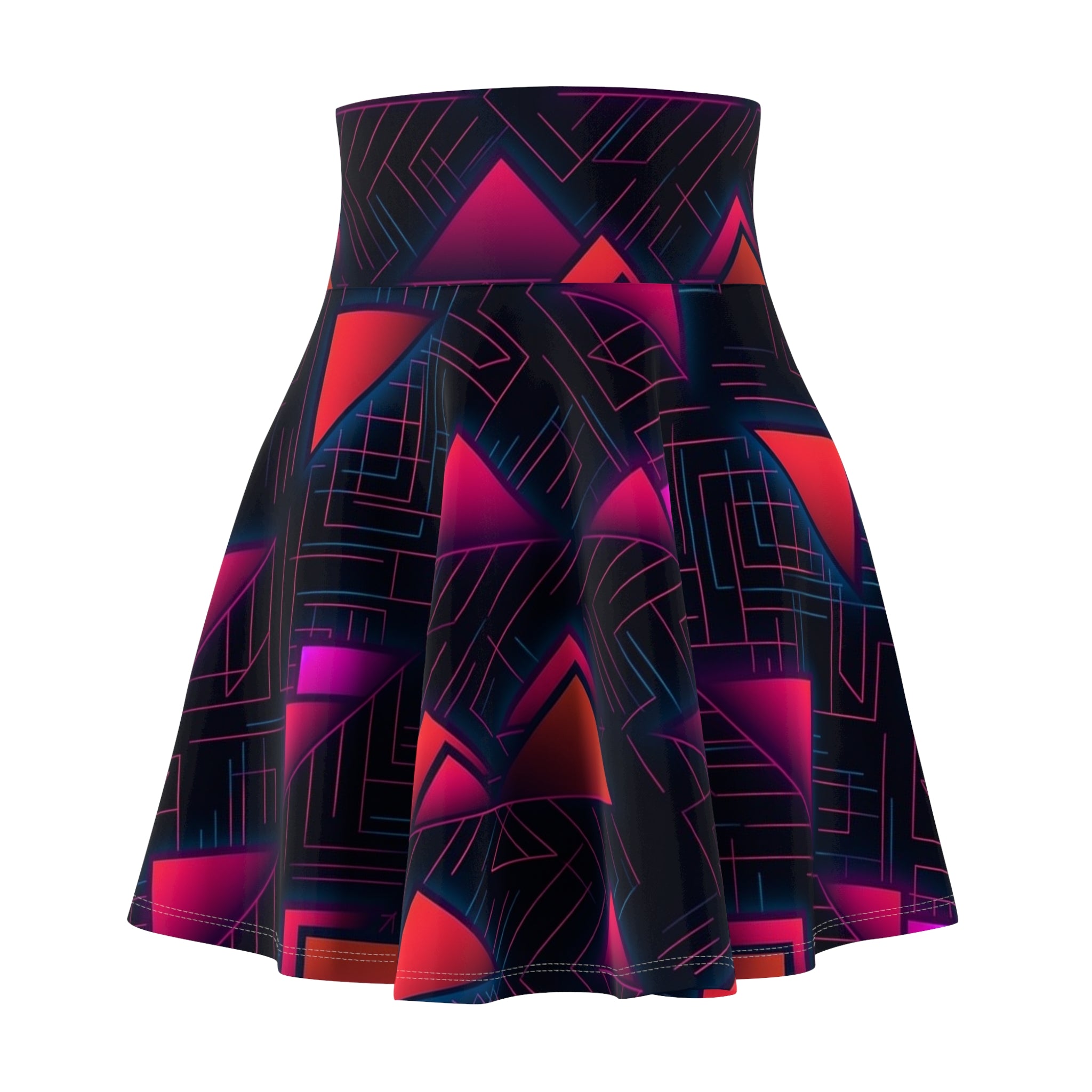 Women's Skater Skirt (AOP) - Seamless Synthwave Designs