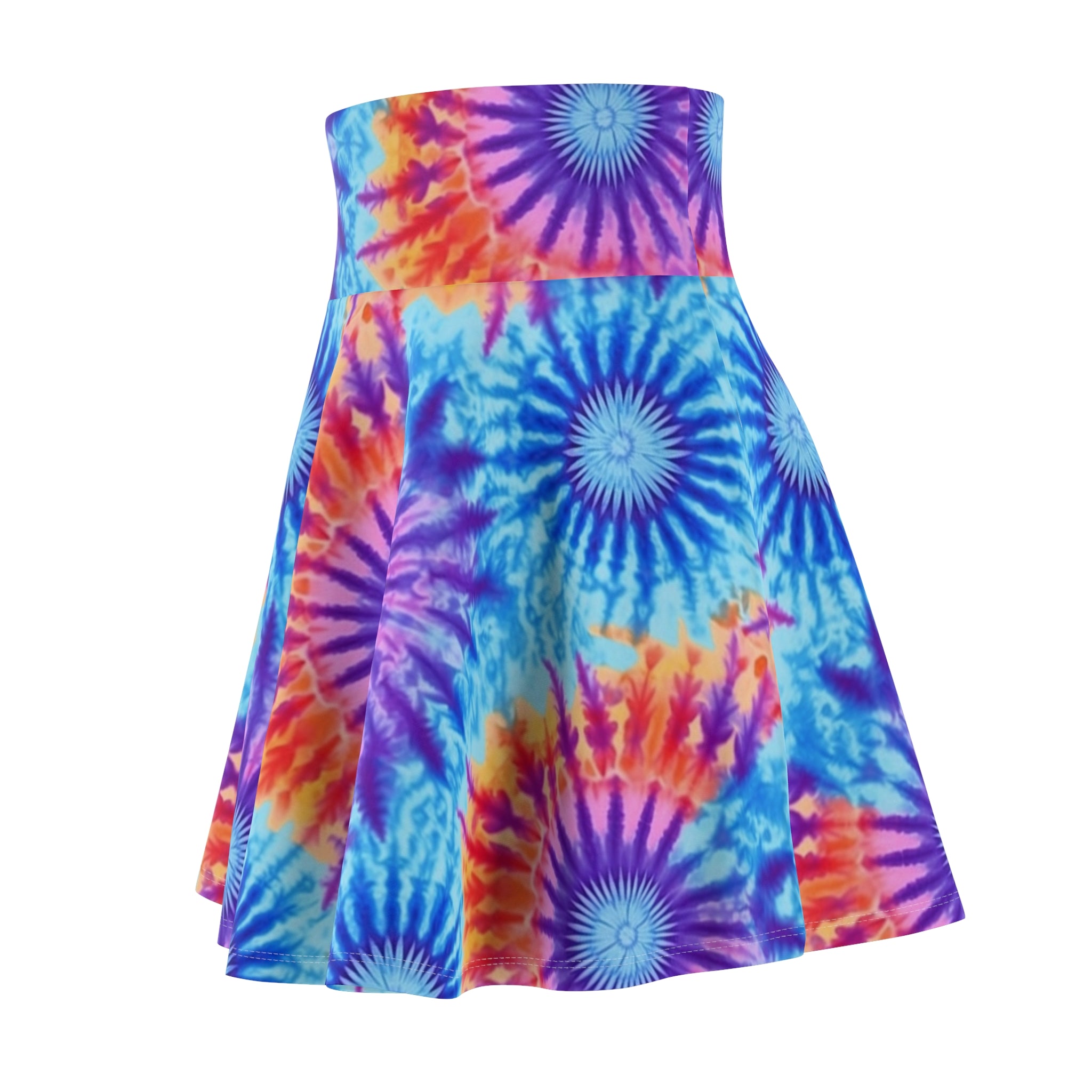 Women's Skater Skirt (AOP) (Tie Dye) - Seamless Tie-Dye Designs 01