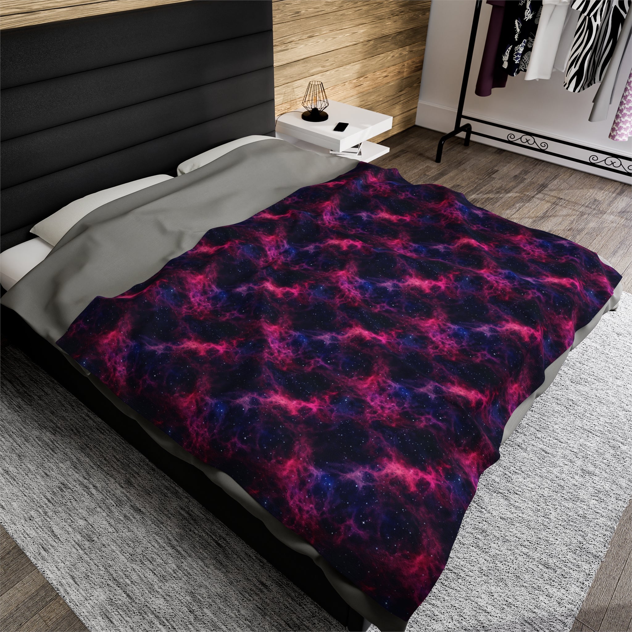 Velveteen Plush Blanket (AOP) - Fantasy Galaxies 02