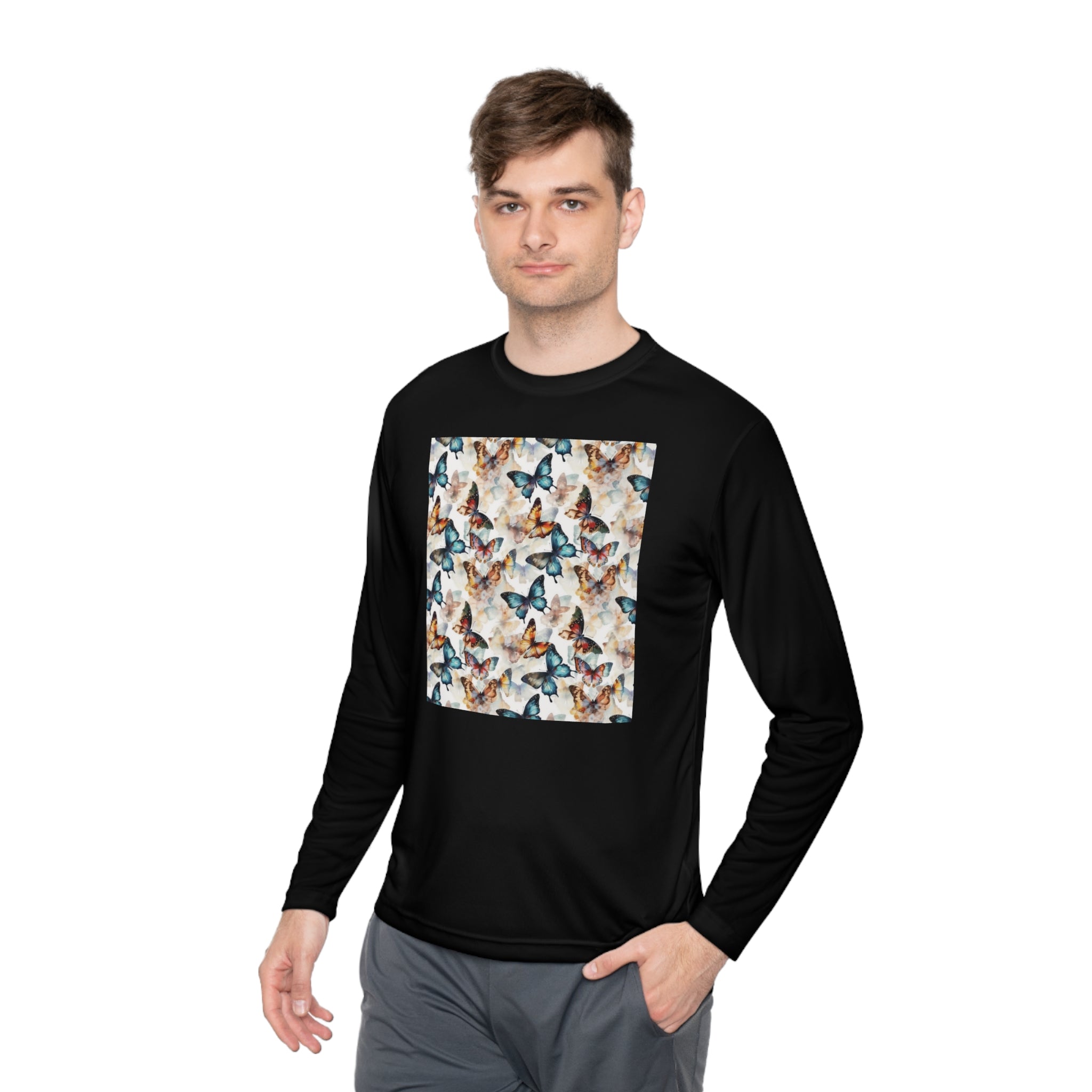 Unisex Lightweight Long Sleeve Tee (AOP) - Abstract Designs 08