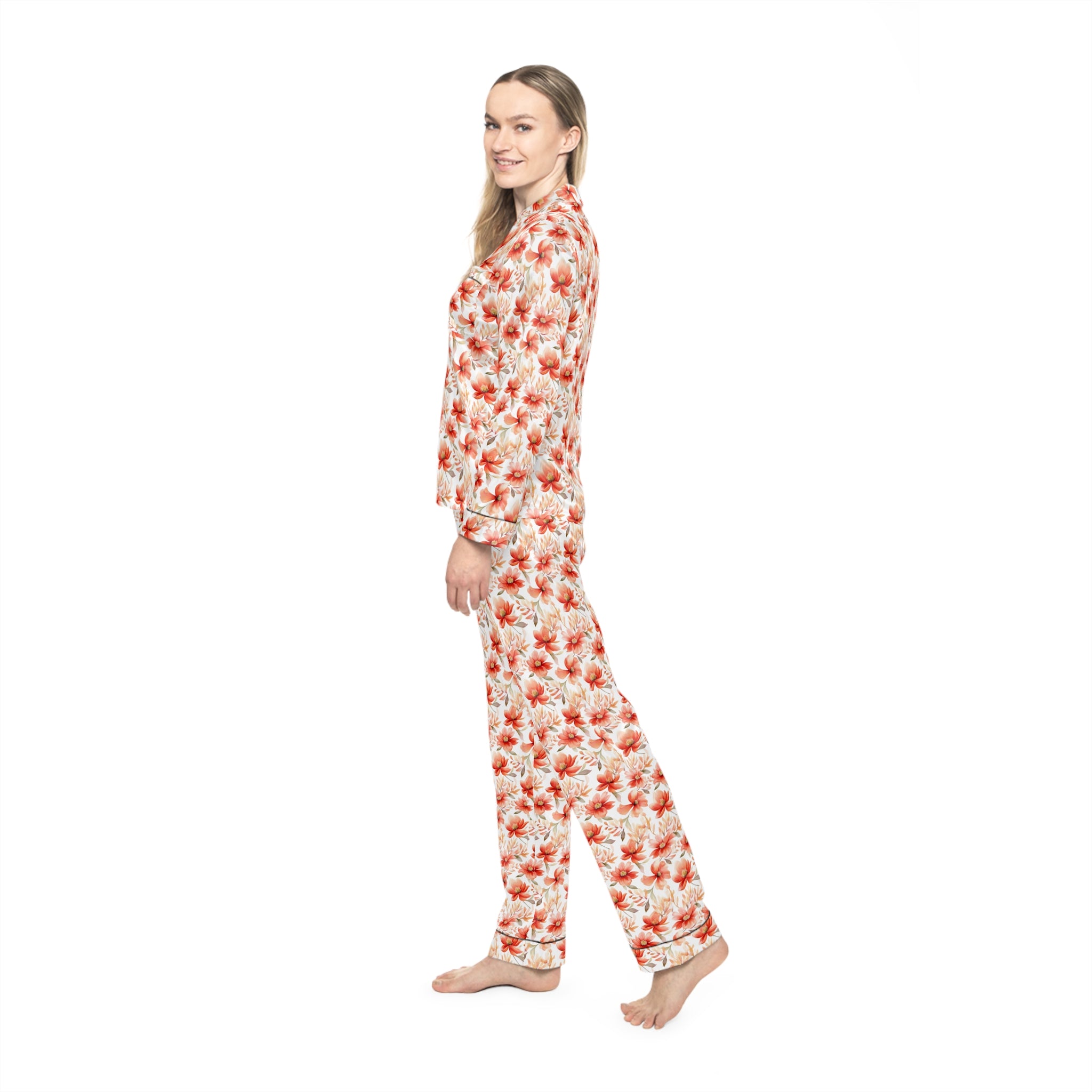 Women's Satin Pajamas (AOP) - Floral Prints 02