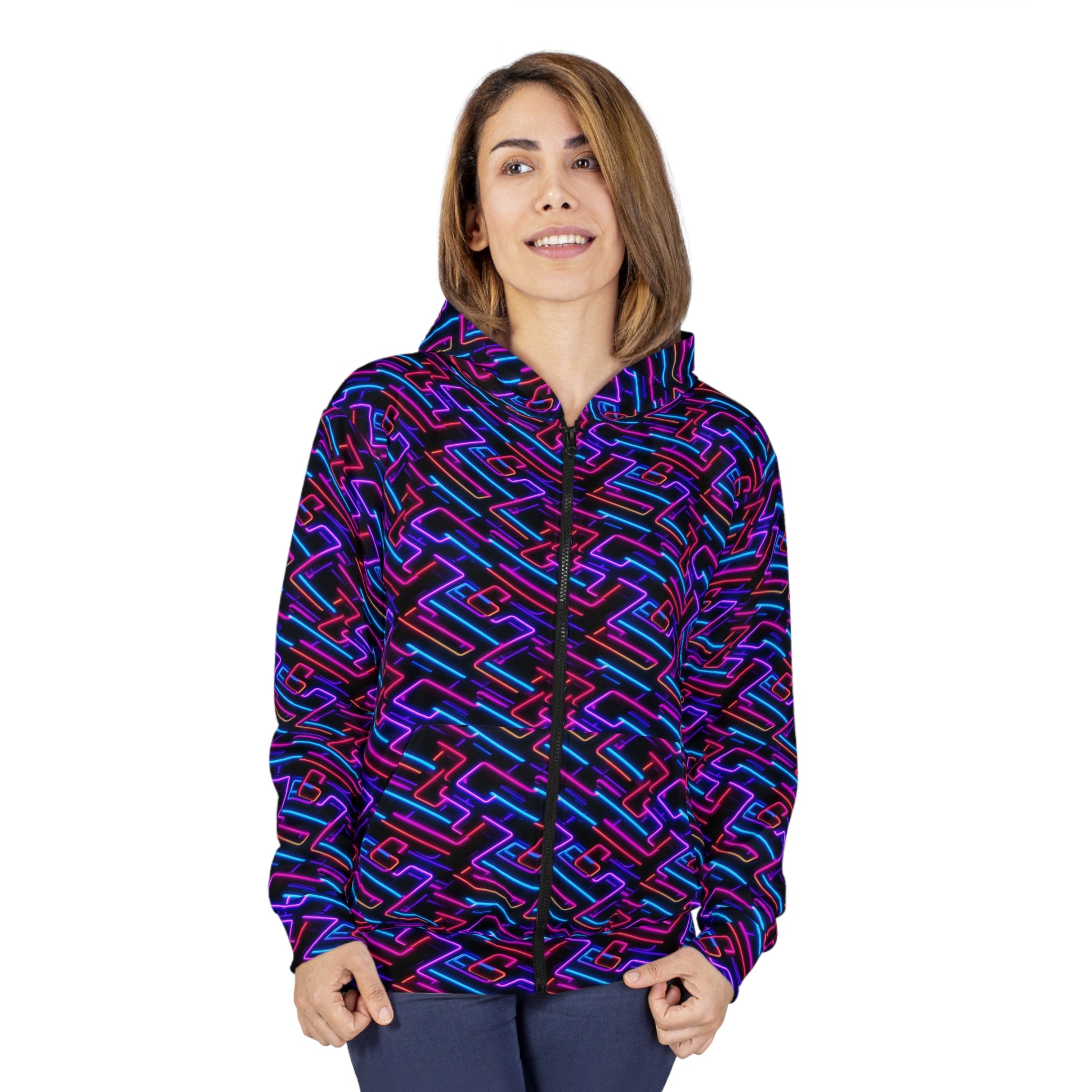 Unisex Zip Hoodie (AOP) - Vibrant Designs 01