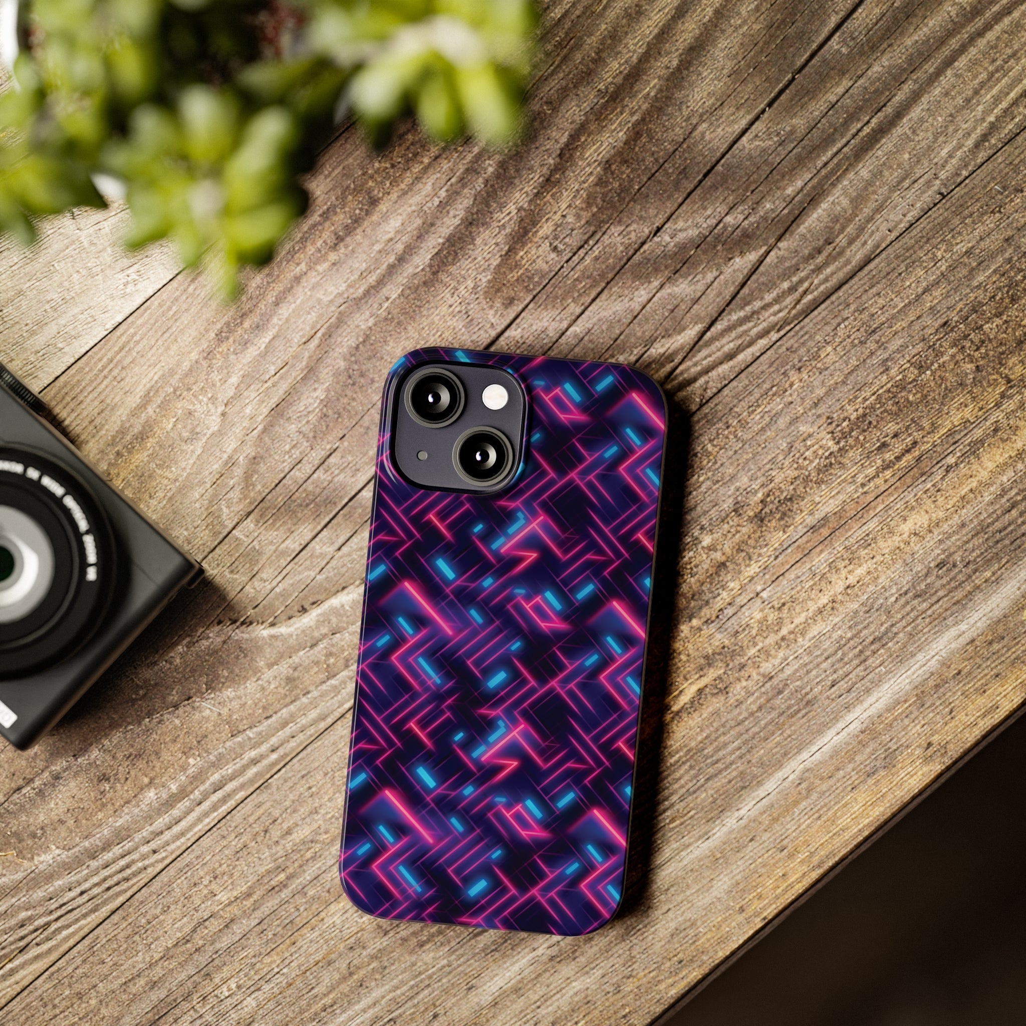 Slim Phone Cases (AOP) - Seamless Synthwave Designs 02