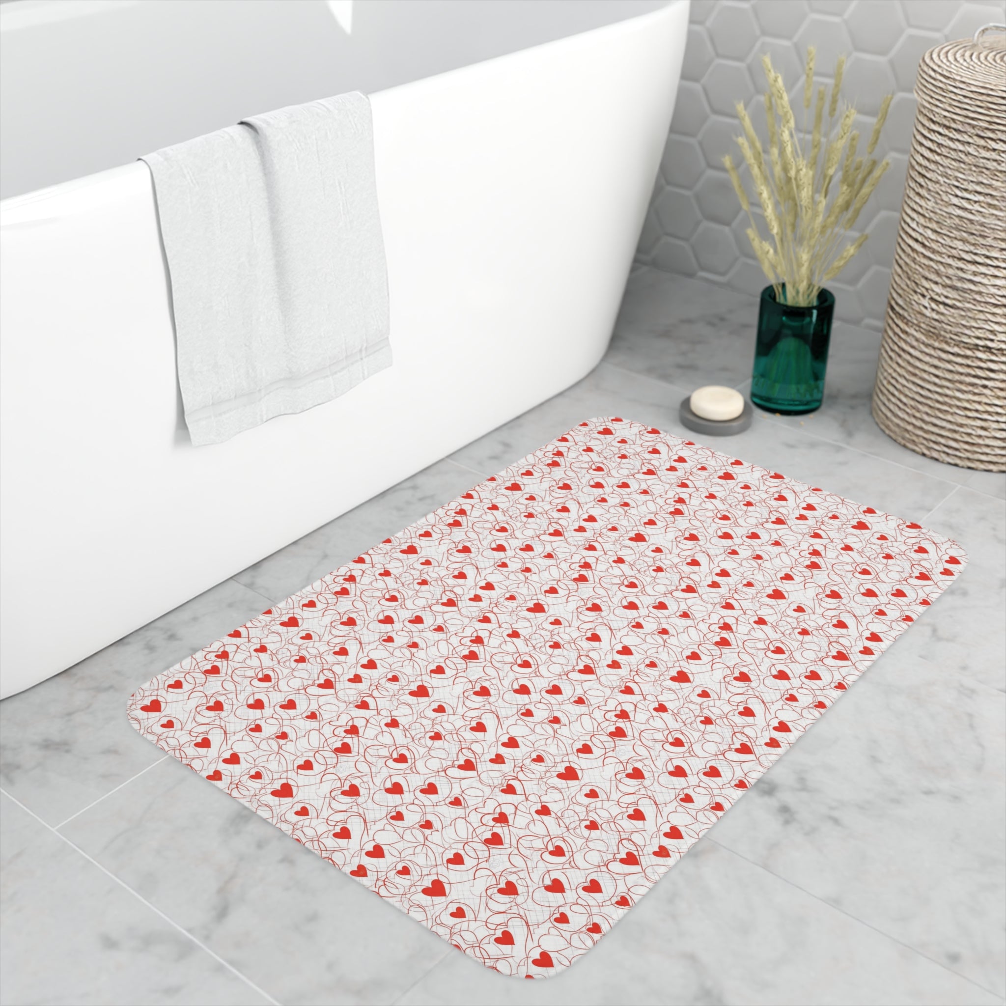 Memory Foam Bath Mat (AOP) - Seamless Hearts Designs