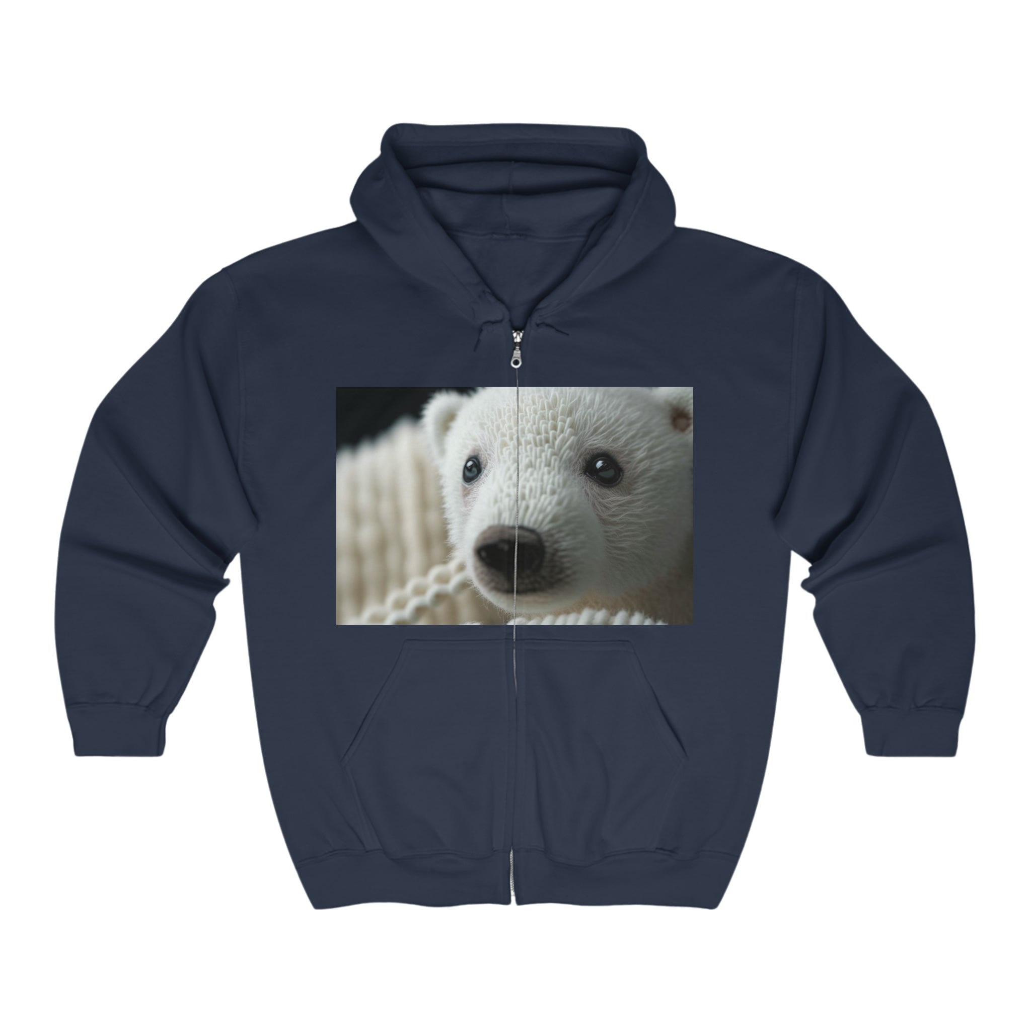 Unisex Heavy Blend™ Full Zip Hooded Sweatshirt - Baby Animals - Polar Bear