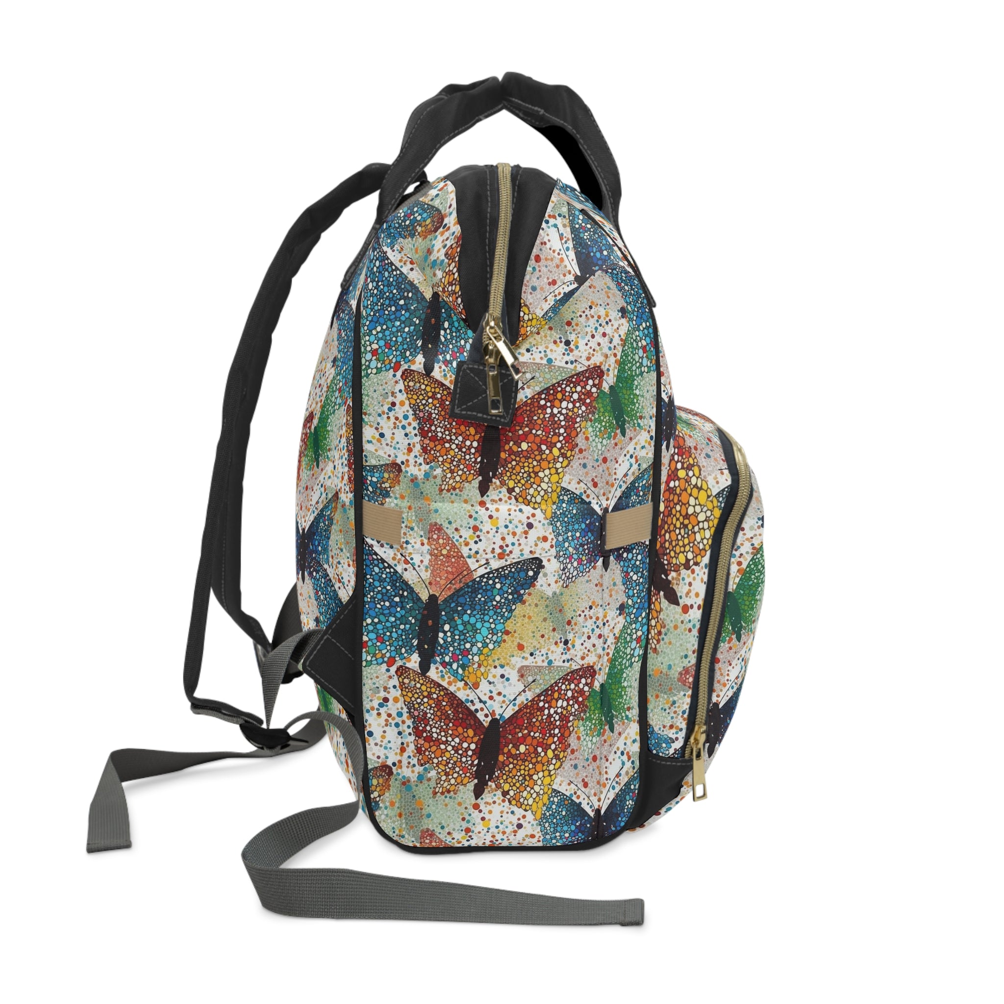 Multifunctional Diaper Backpack (AOP) - Seamless Butterflies Design 08