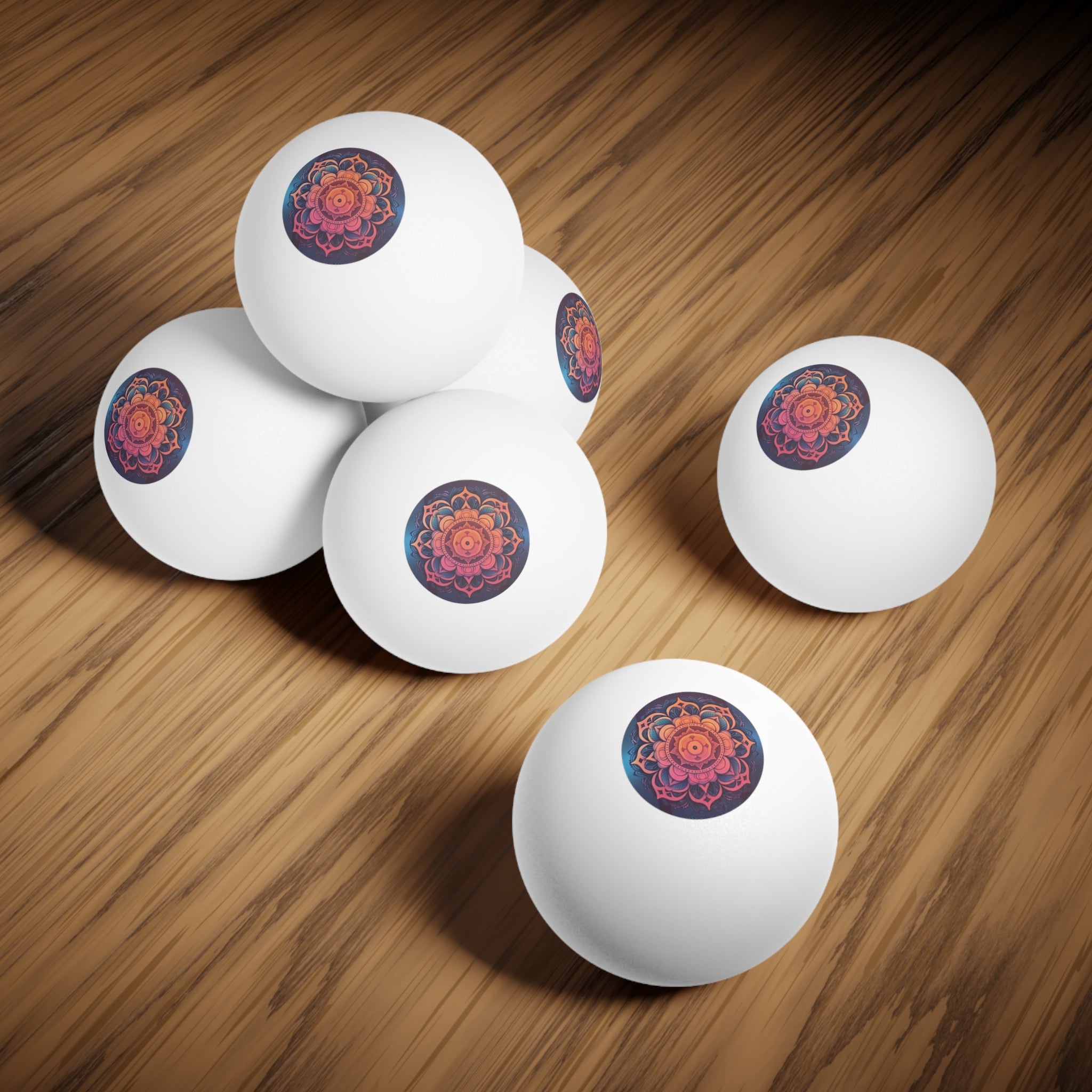 Ping Pong Balls, 6 pcs - Pop Art - Mandalas 05