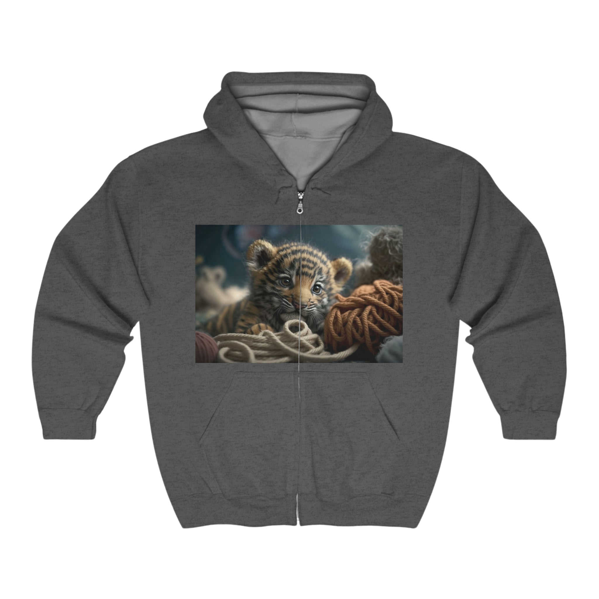 Unisex Heavy Blend™ Full Zip Hooded Sweatshirt - Baby Animals - Tiger