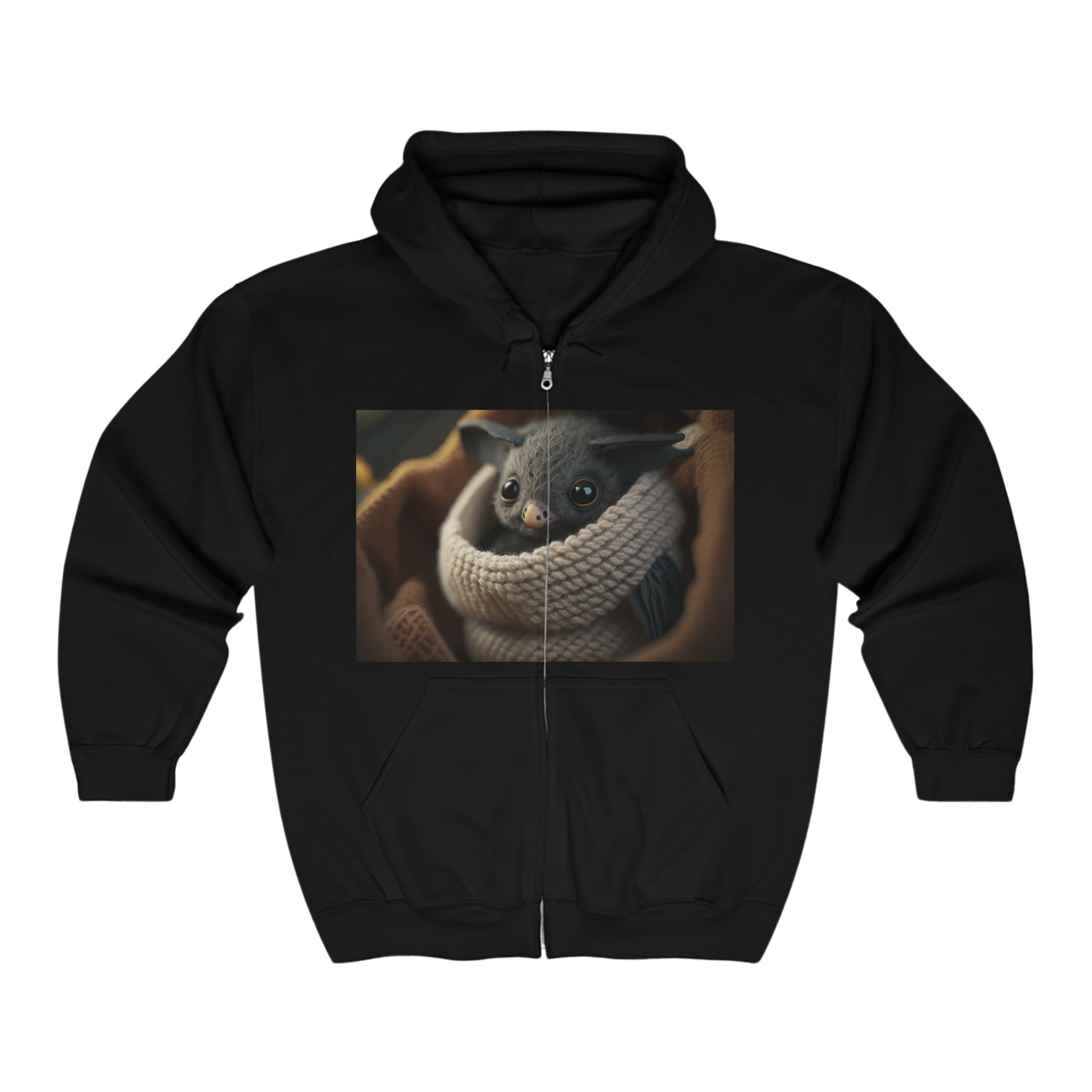 Unisex Heavy Blend™ Full Zip Hooded Sweatshirt - Baby Animals - Bat