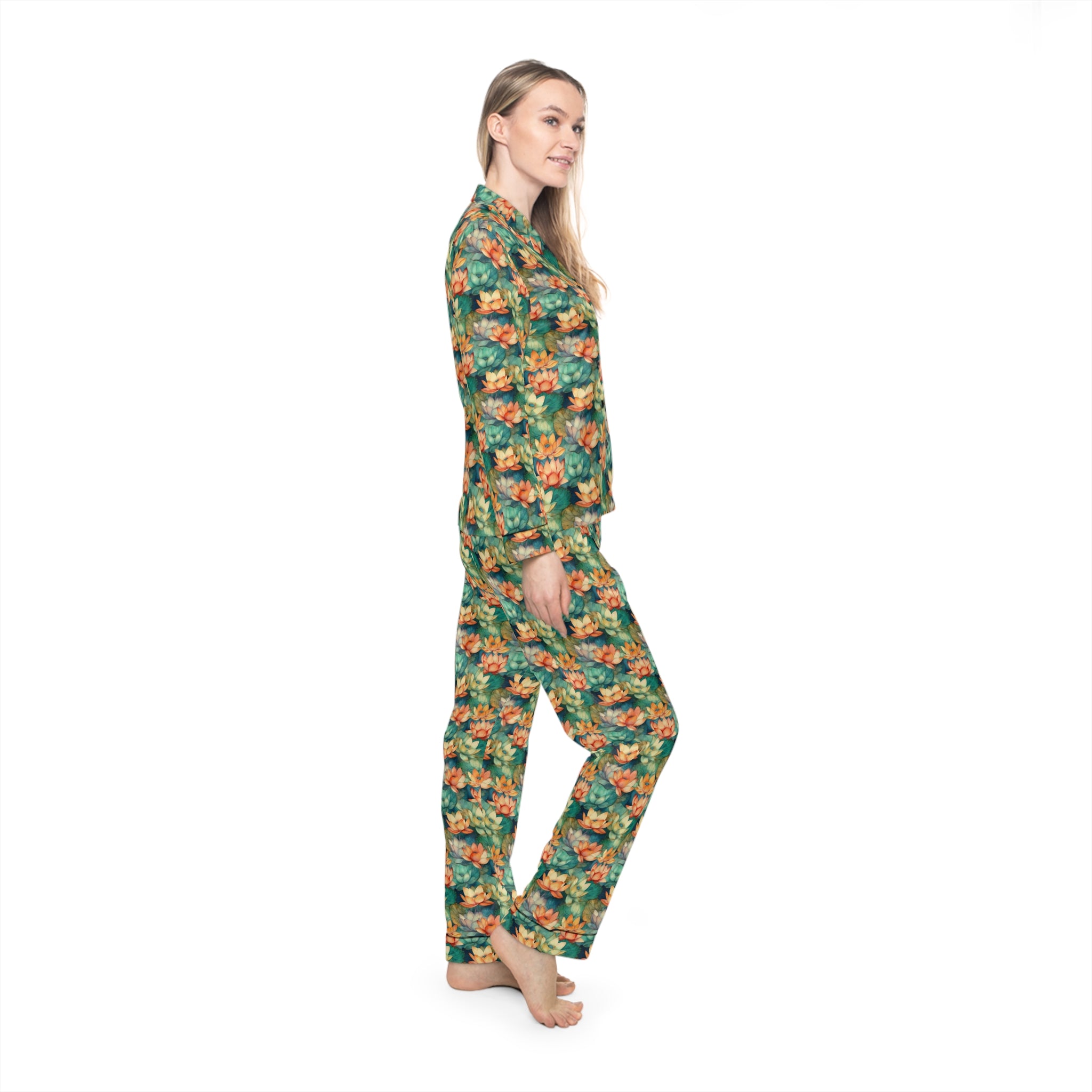 Women's Satin Pajamas (AOP) - Floral Prints 03