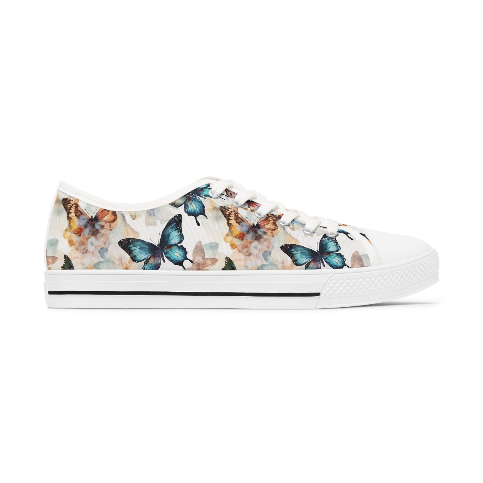 Women's Low Top Sneakers (AOP) - Seamless Butterfly Designs 03