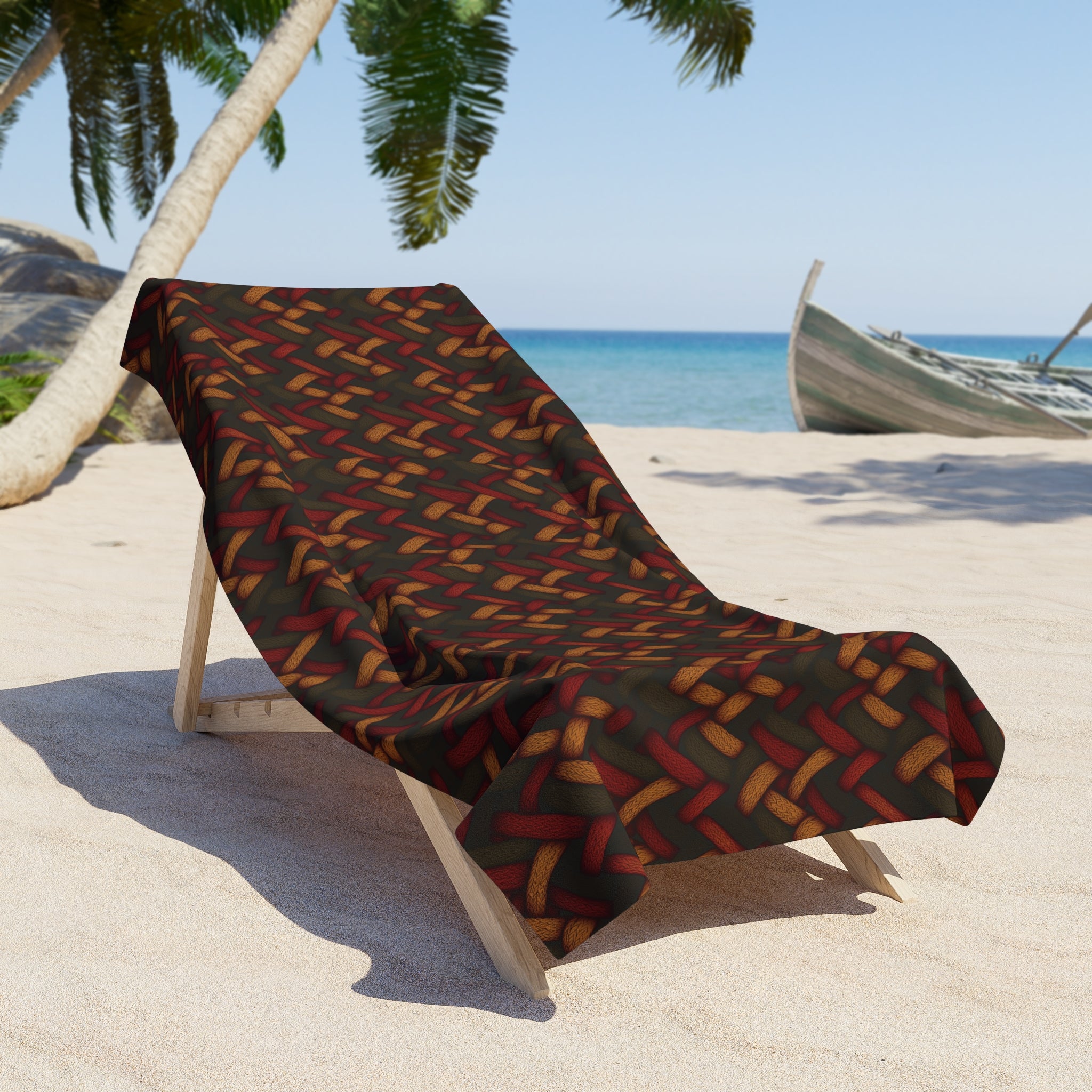 Beach Towel (AOP) - Seamless Knit Art Design 08
