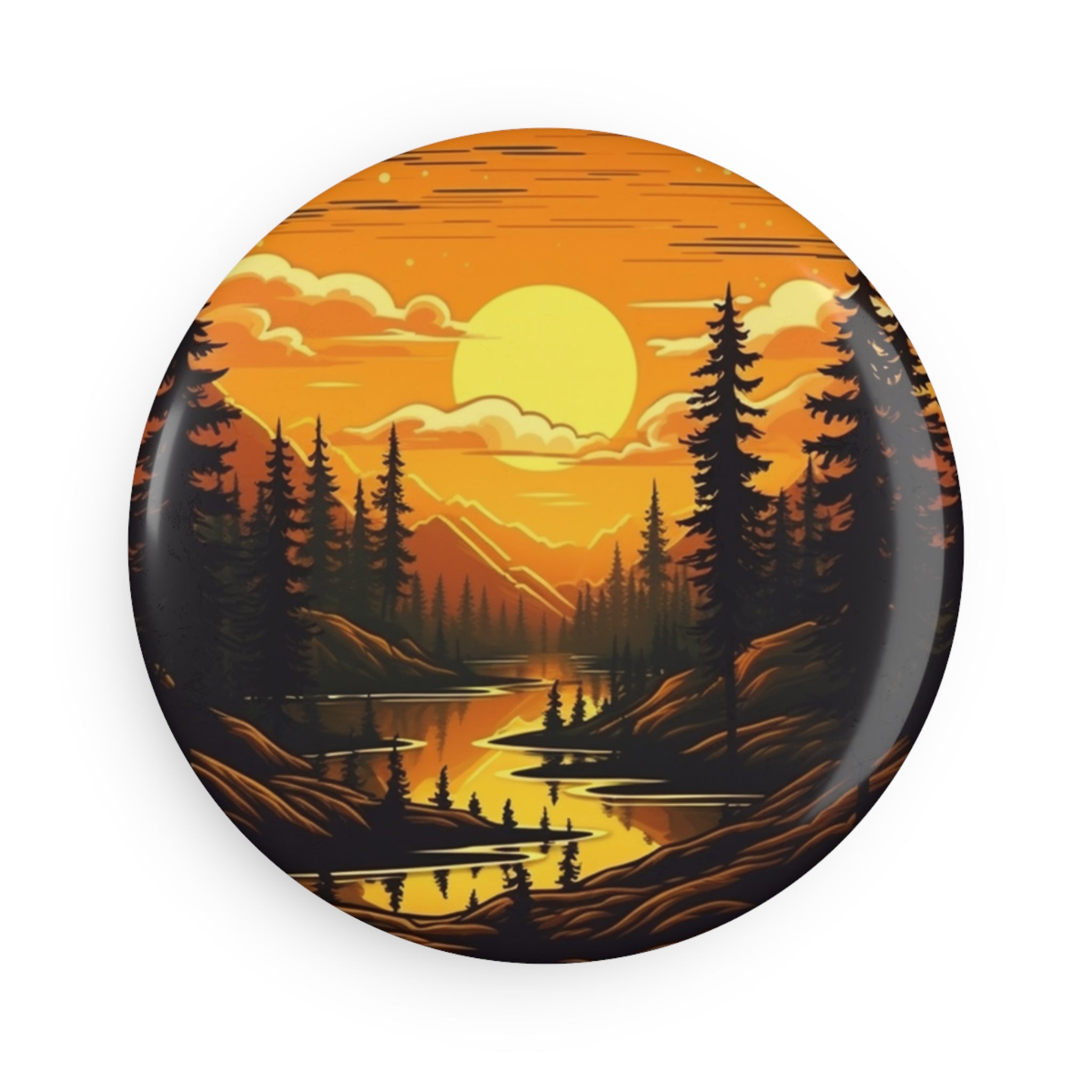 Button Magnet, Round (1 & 10 pcs) - Sunsets 03